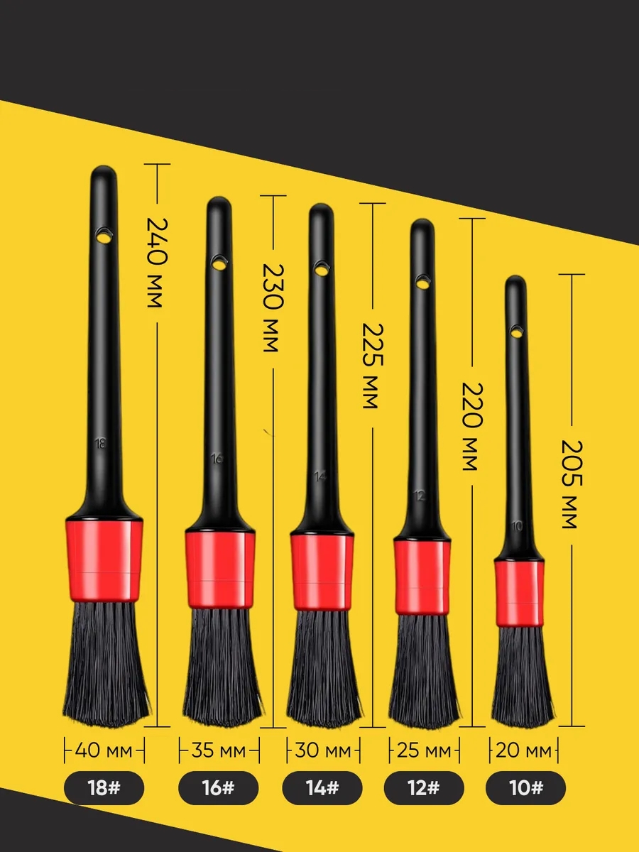 5’li Detay Temizlik Fırçası Seti – Araç İçi & Dış Yüzeyler İçin, Farklı Boyutlu Hassas Fırçalar 429052