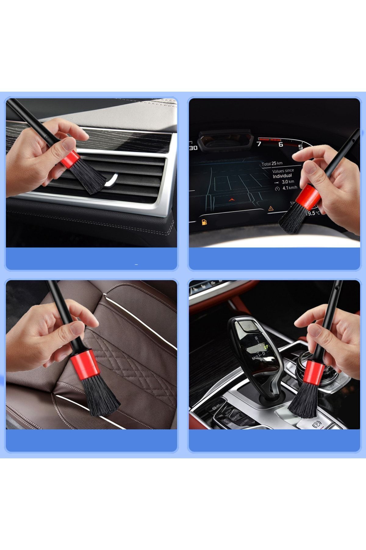 5’li Detay Temizlik Fırçası Seti – Araç İçi & Dış Yüzeyler İçin, Farklı Boyutlu Hassas Fırçalar 429052