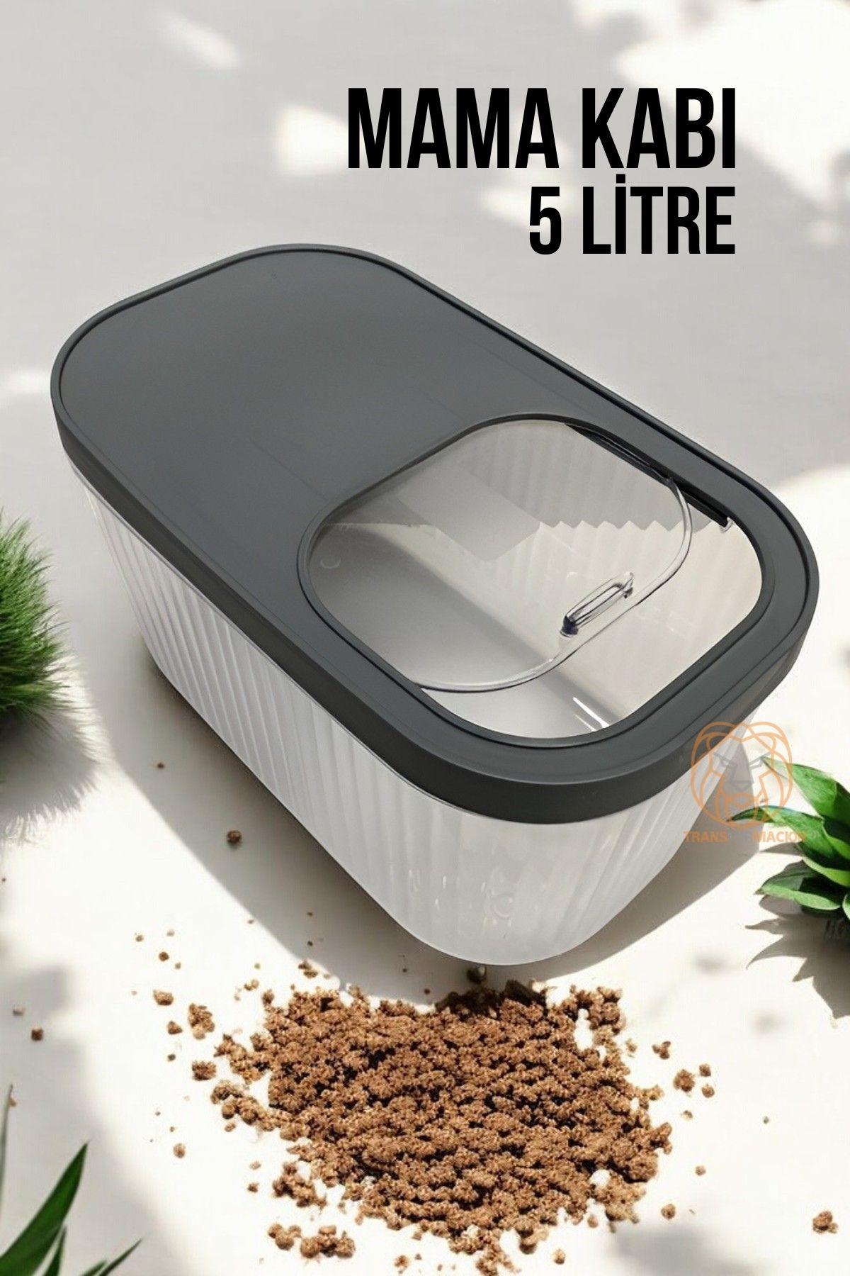 TransForMacion Kedi ve Köpek Mama Saklama Kabı Sürgülü Kapaklı 5 Litre 720985