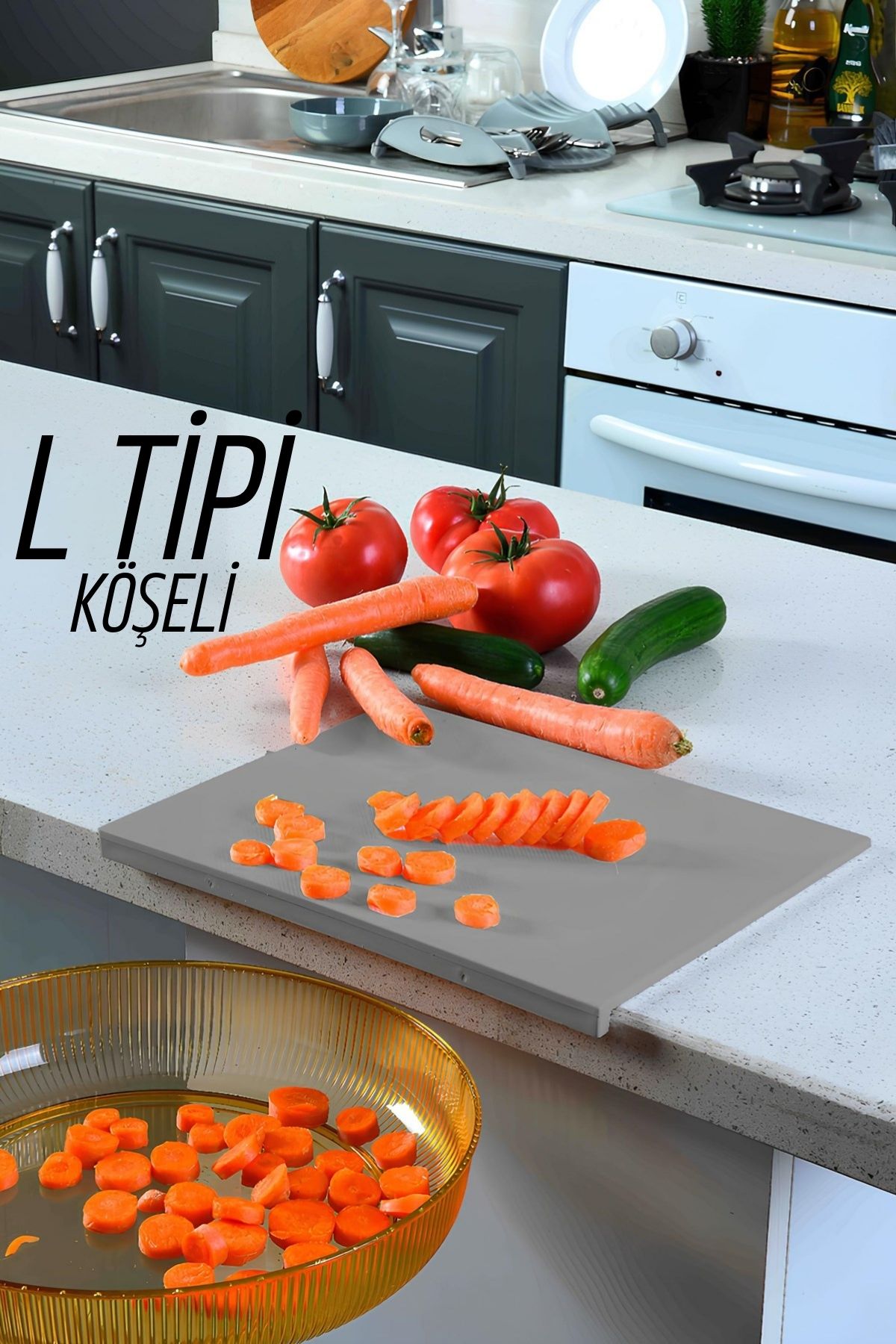 Transformacion Köşeli Kesim Panosu GRİ Kesim Tahtası Jaakko Design 720995