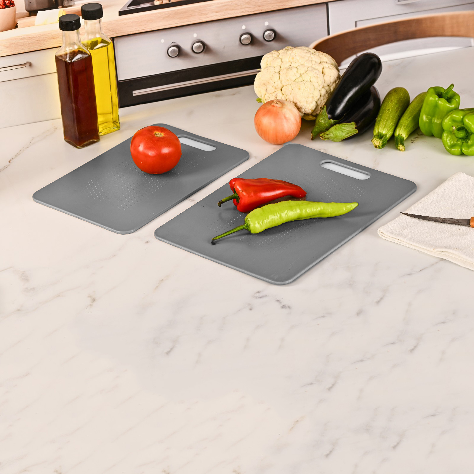 Transformacion 2 li Kesim Panosu Stantlı Yapışkanlı Kesim Tahtası GRİ Mikko Design 720997