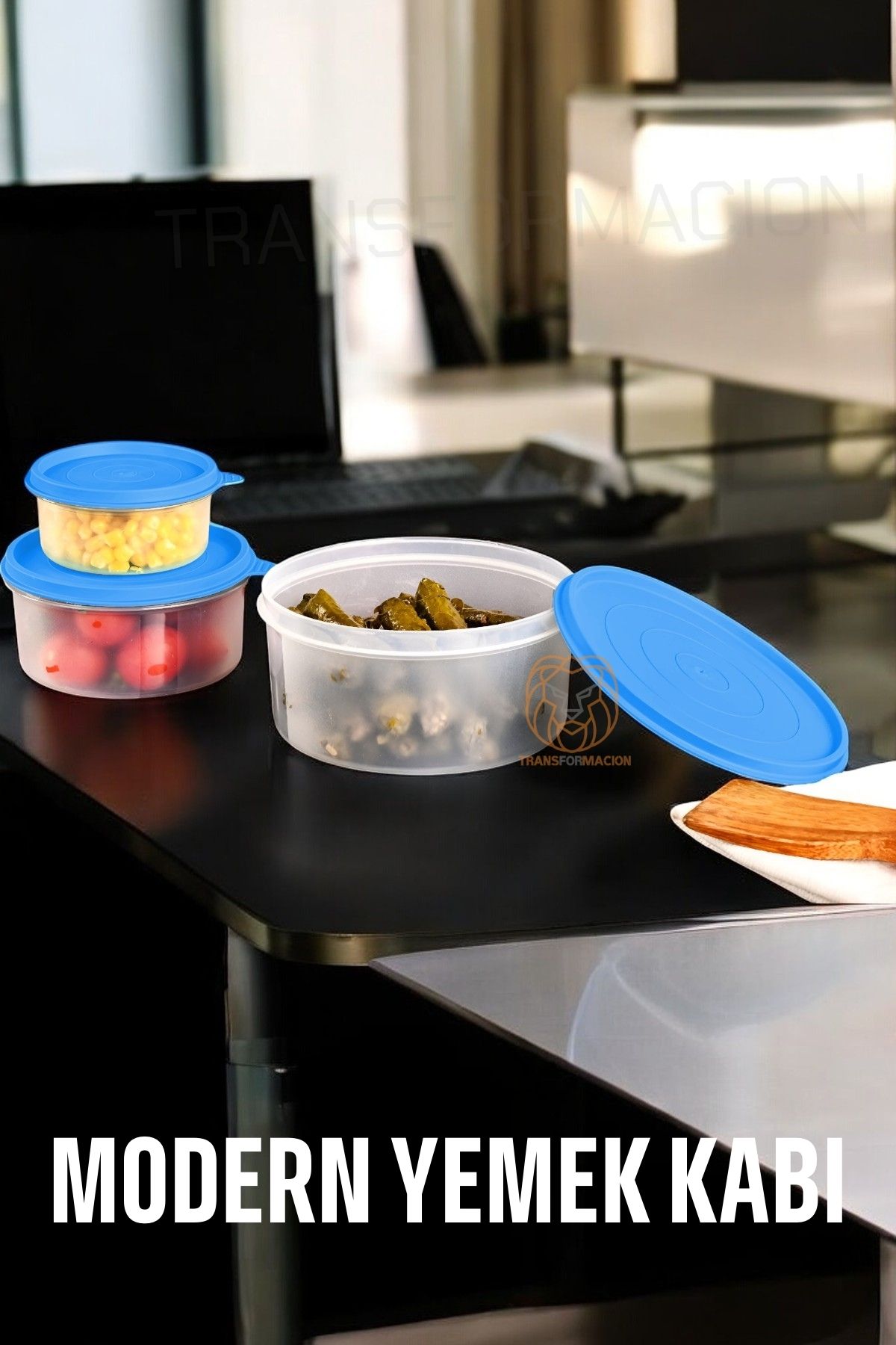 TransForMacion Lifewit Yemek Kabı 3 lü Set Modern Bento Sefer Tası Seti LACİVERT 721001