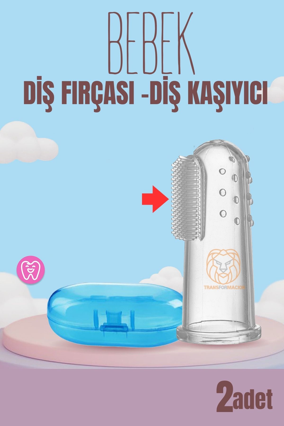 Bebek Diş Fırçası Diş Kaşıyıcı Silikon Kutulu 2 li SET