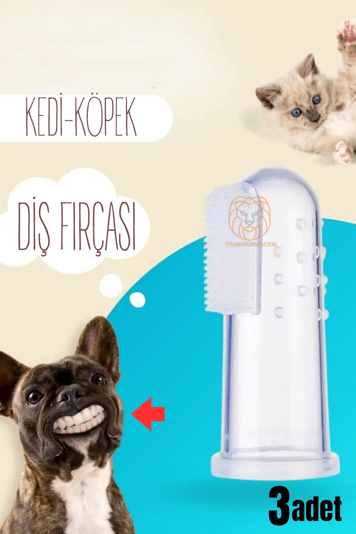 ModaCar Kedik Köpek Diş Fırçası Silikon Kutulu 3 lü SET