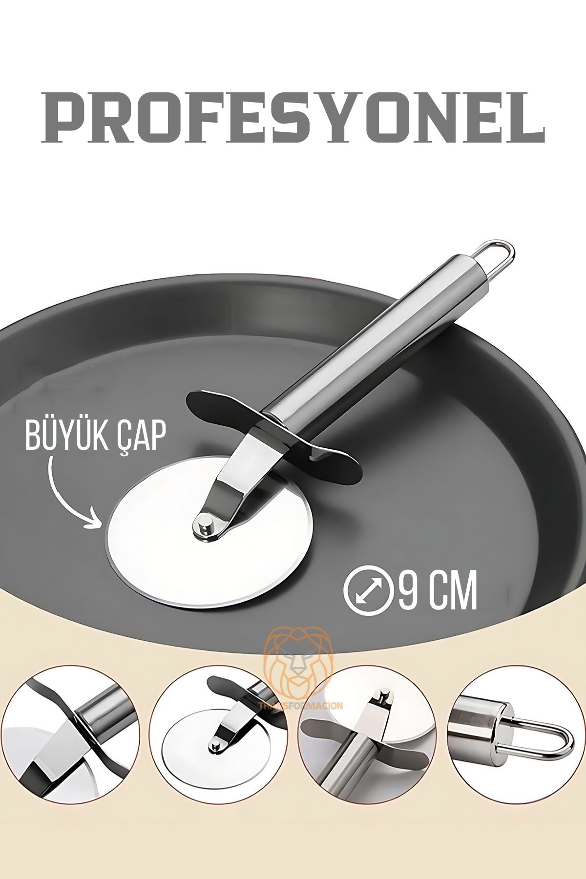 Profesyonel 9 cm Çelik Pizza Kesici Ignacio Design 