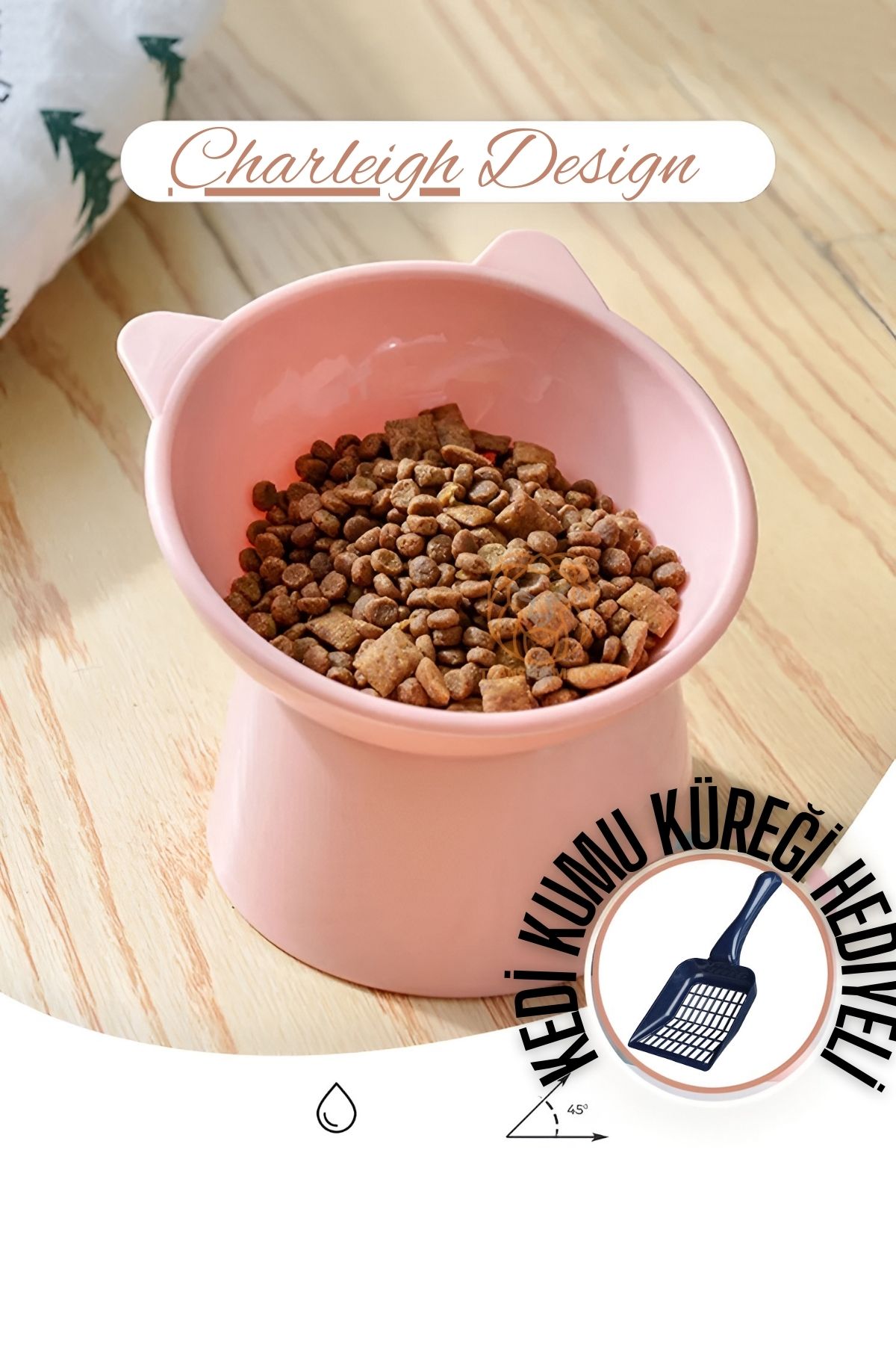 ModaCar Mama Kabı Kedi ve Küçük Köpek Mama Kabı Kedi Kumu Küreği Set PUDRA 