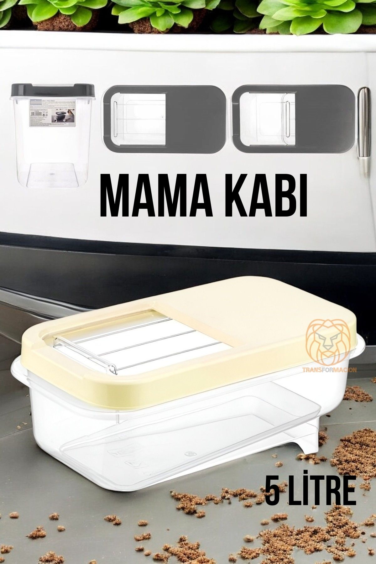 ModaCar Kedi ve Köpek Mama Saklama Kabı Sürgülü Kapaklı 5 Litre 