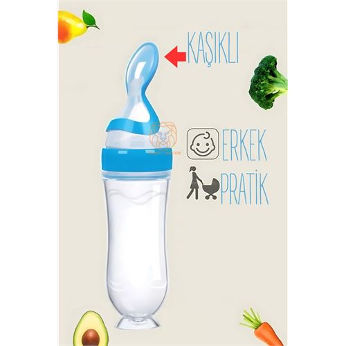 ModaCar Kaşıklı Mama Silikon Biberon ERKEK Bebek Besleyici 