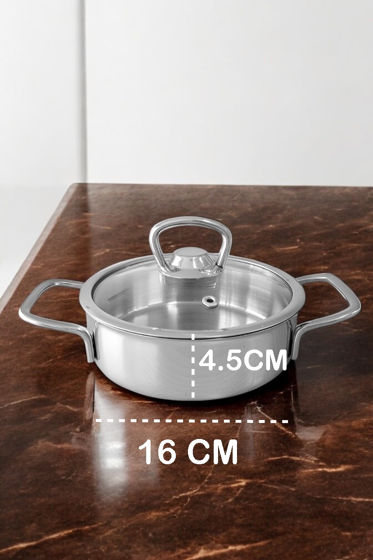 Kapaklı Sahan Tencere 16 cm Mini Paslanmaz Çelik 720322
