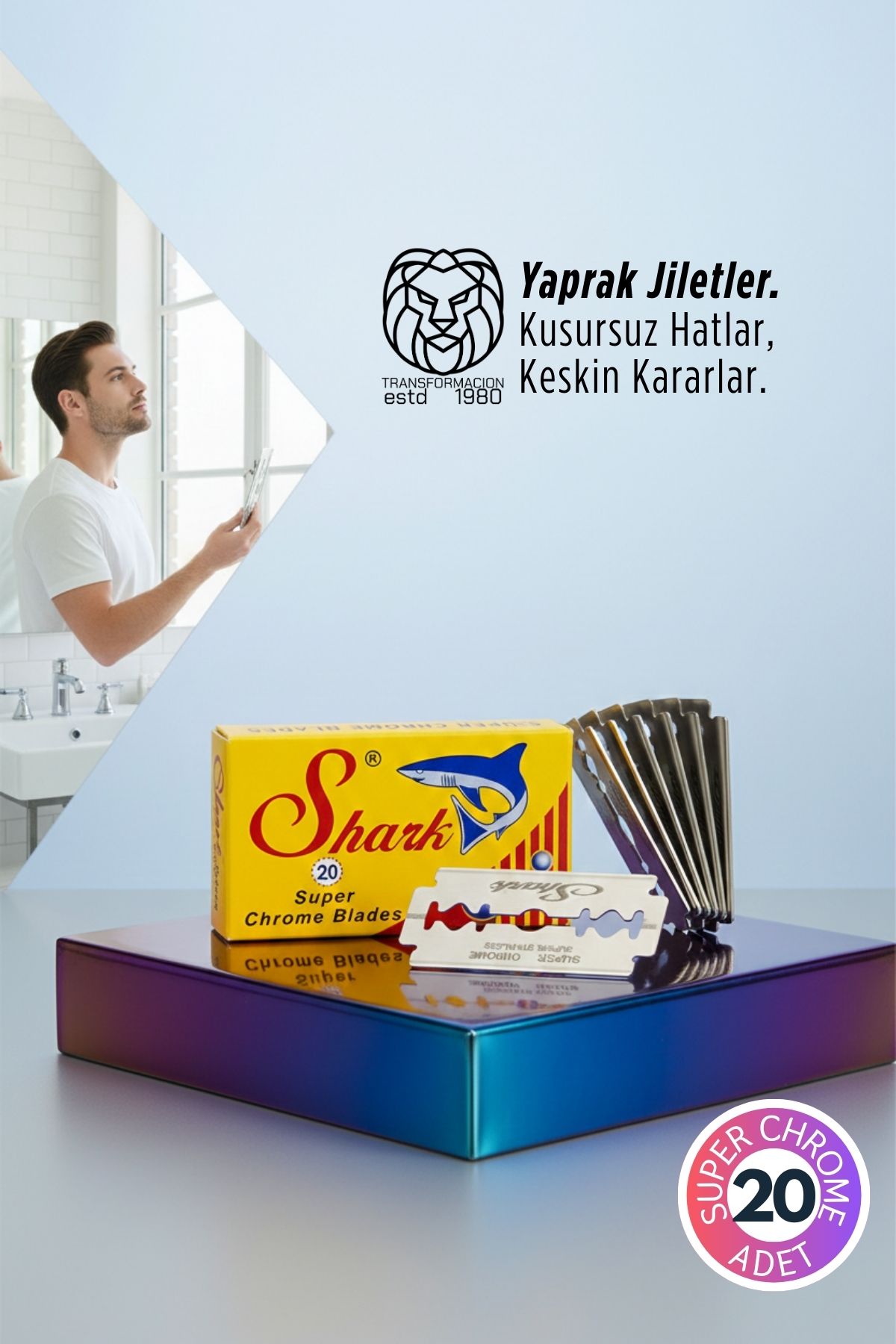 Shark Super Chrome 20’li Premium Paket - Profesyonel Jilet 717187