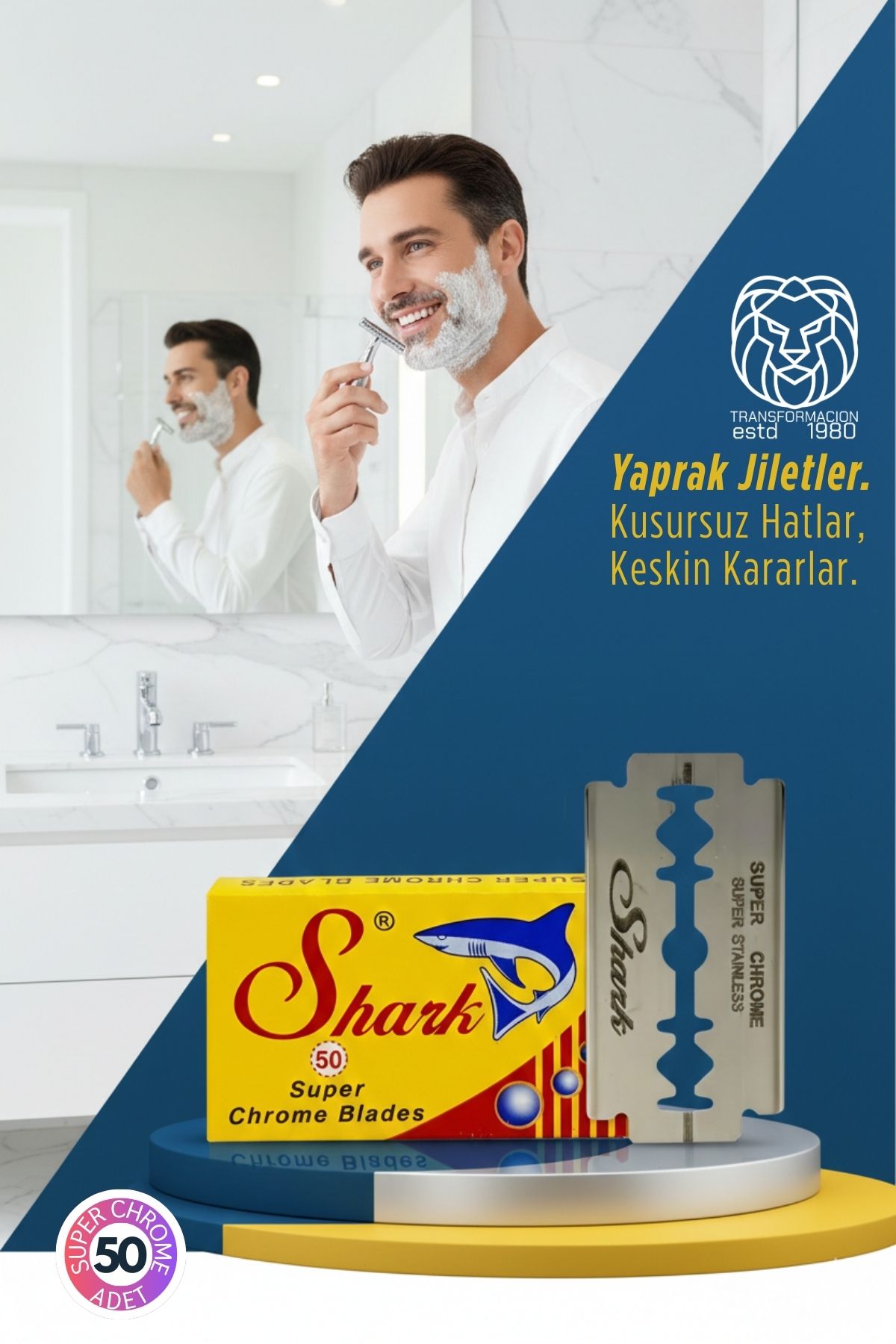 Shark Super Chrome 50’li Premium Paket - Profesyonel Jilet 719623