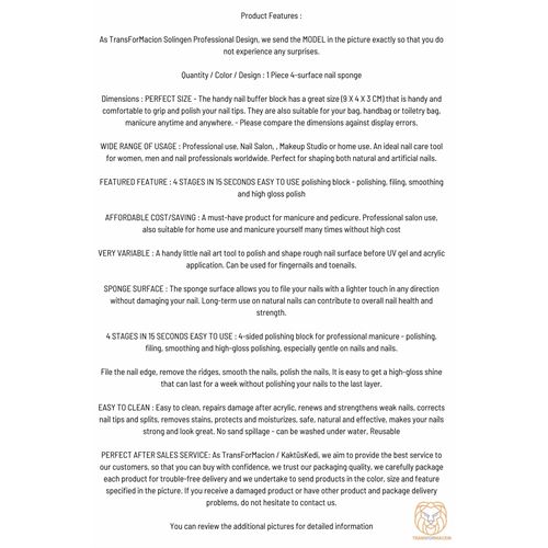 TransForMacion 4 Yüzeyli Tırnak Törpüsü ve Parlatma Blok Sünger Solingen Professional 716803  