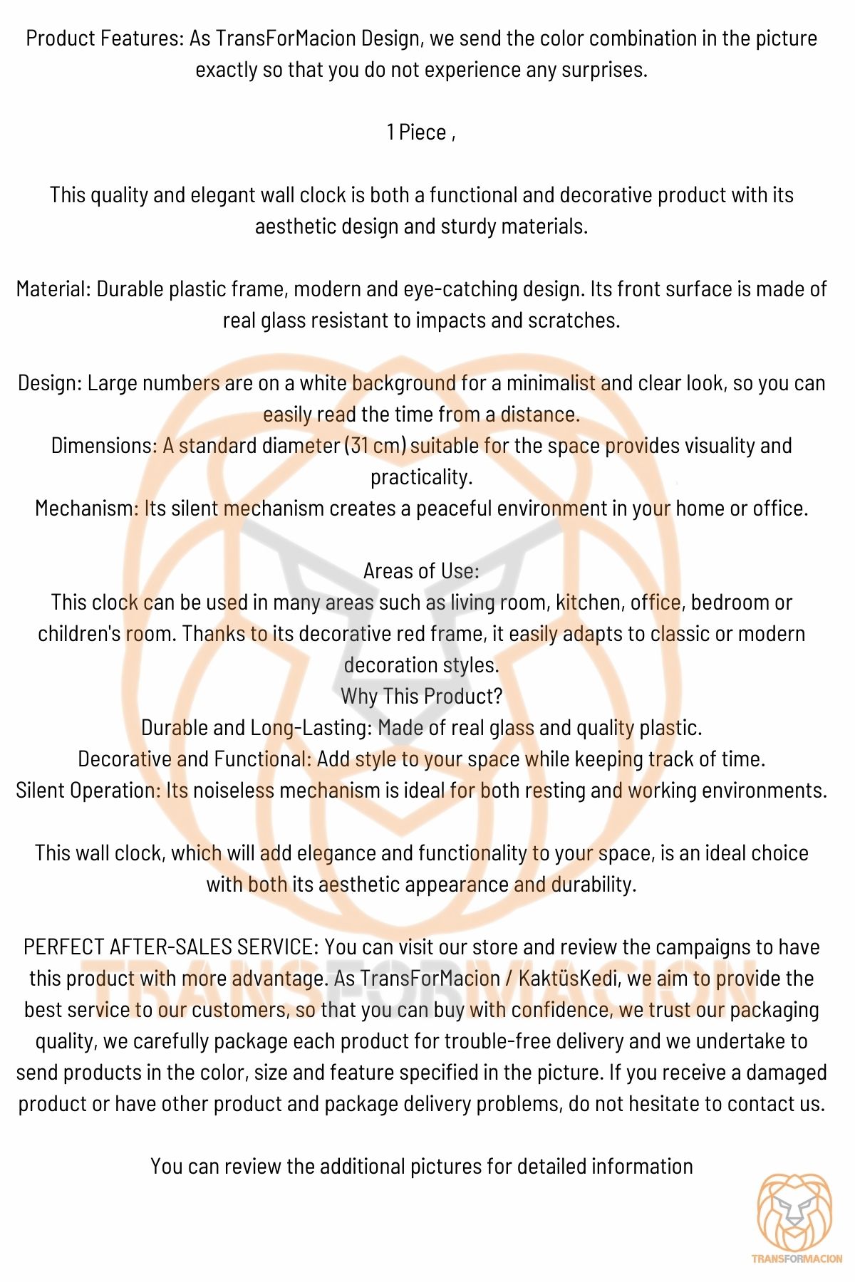 TransForMacion Duvar Saati Klasik 31 Cm BEJ 721021