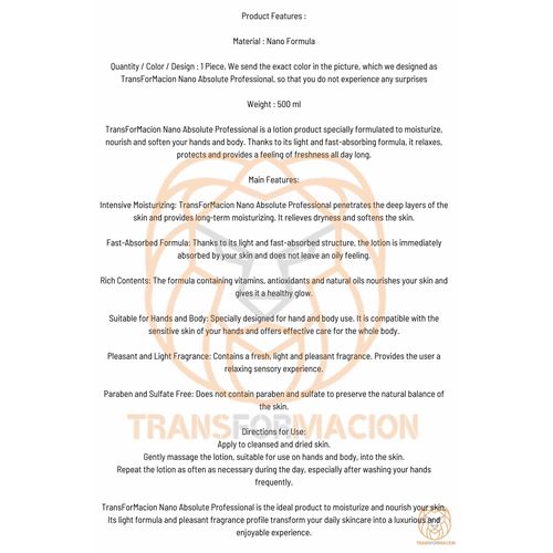 TransForMacion Nano El ve Vücut Losyonu Pure Comfort Absolute Professional 721035