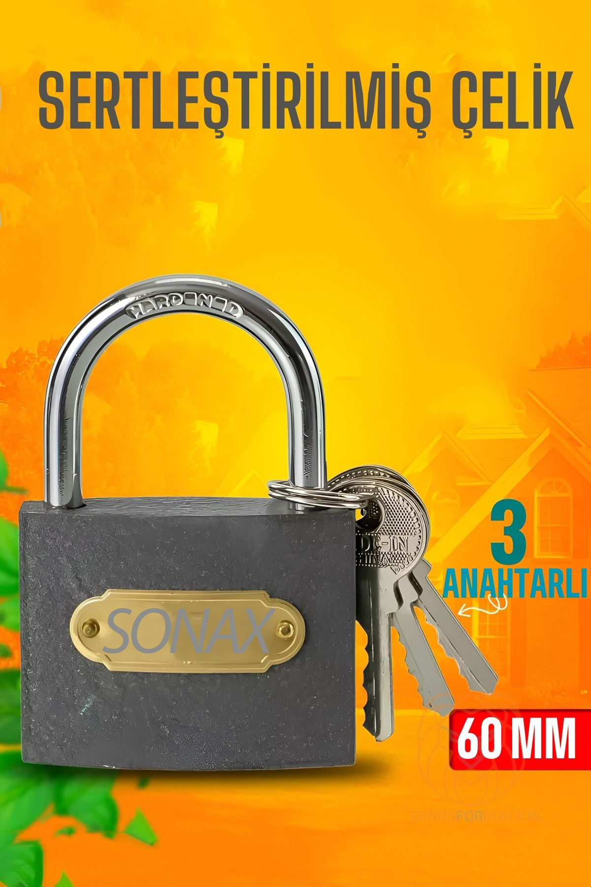 Çelik Asma Kilit 60 MM 3 anahtarlı Sonax Design  