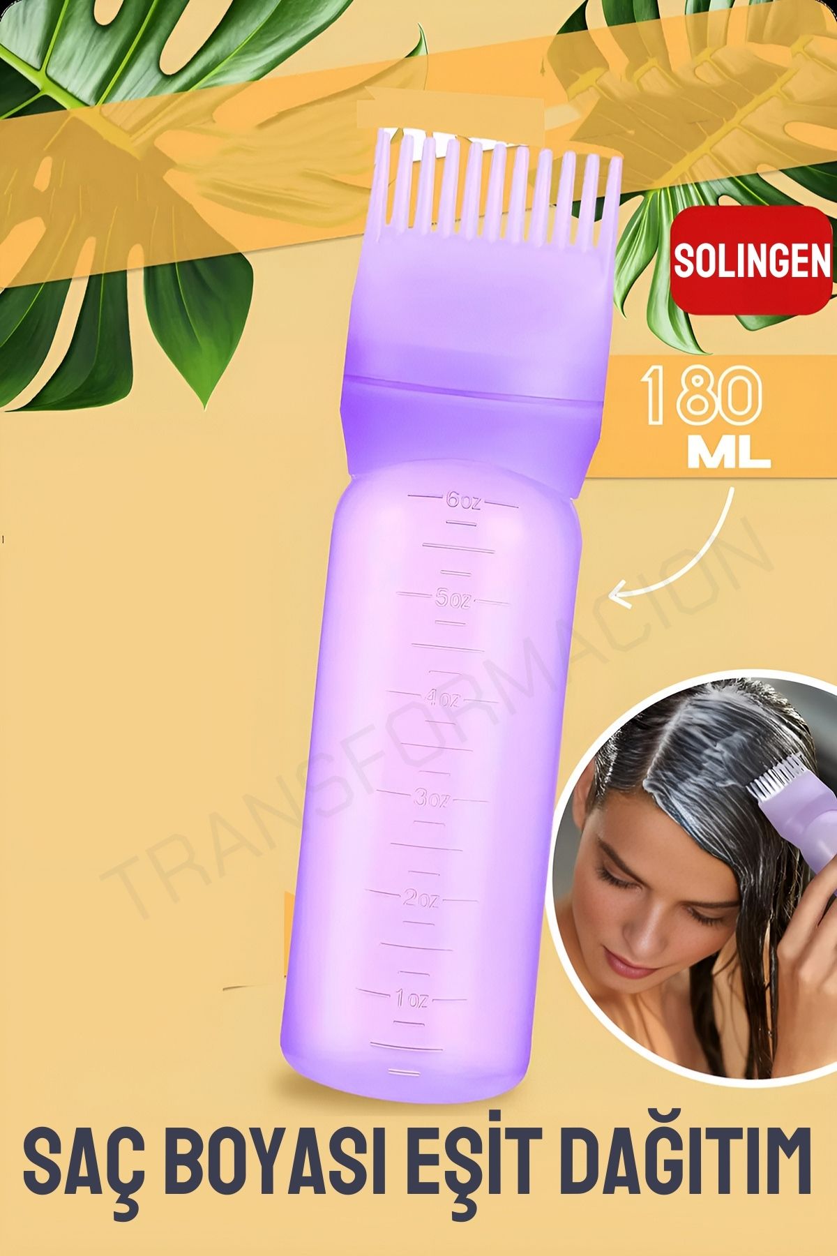  Saç Boyası Eşit Dağıtım Şişesi Doldurulabilir Taraklı Aplikatör  Solingen Professional  