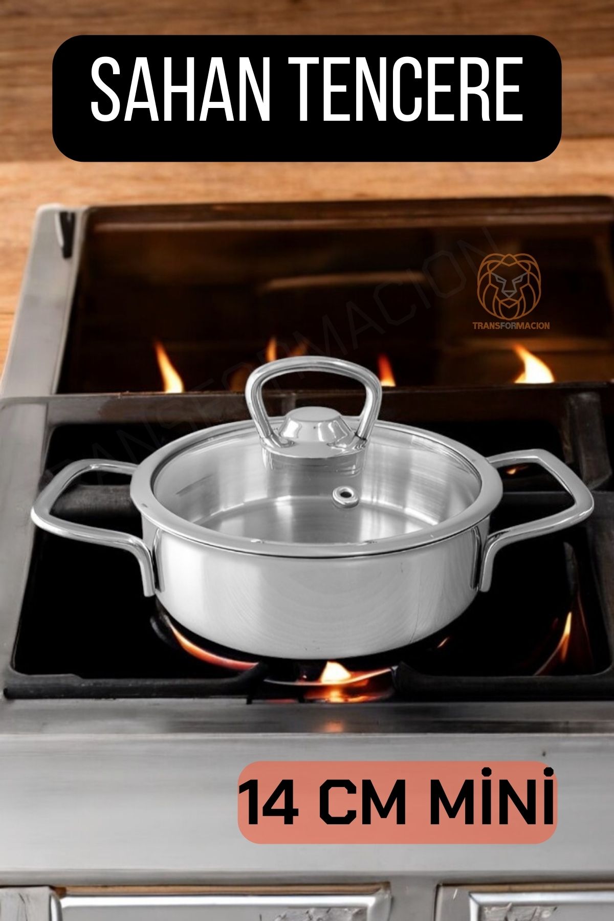 Kapaklı Sahan Tencere 14 cm Mini Paslanmaz Çelik 