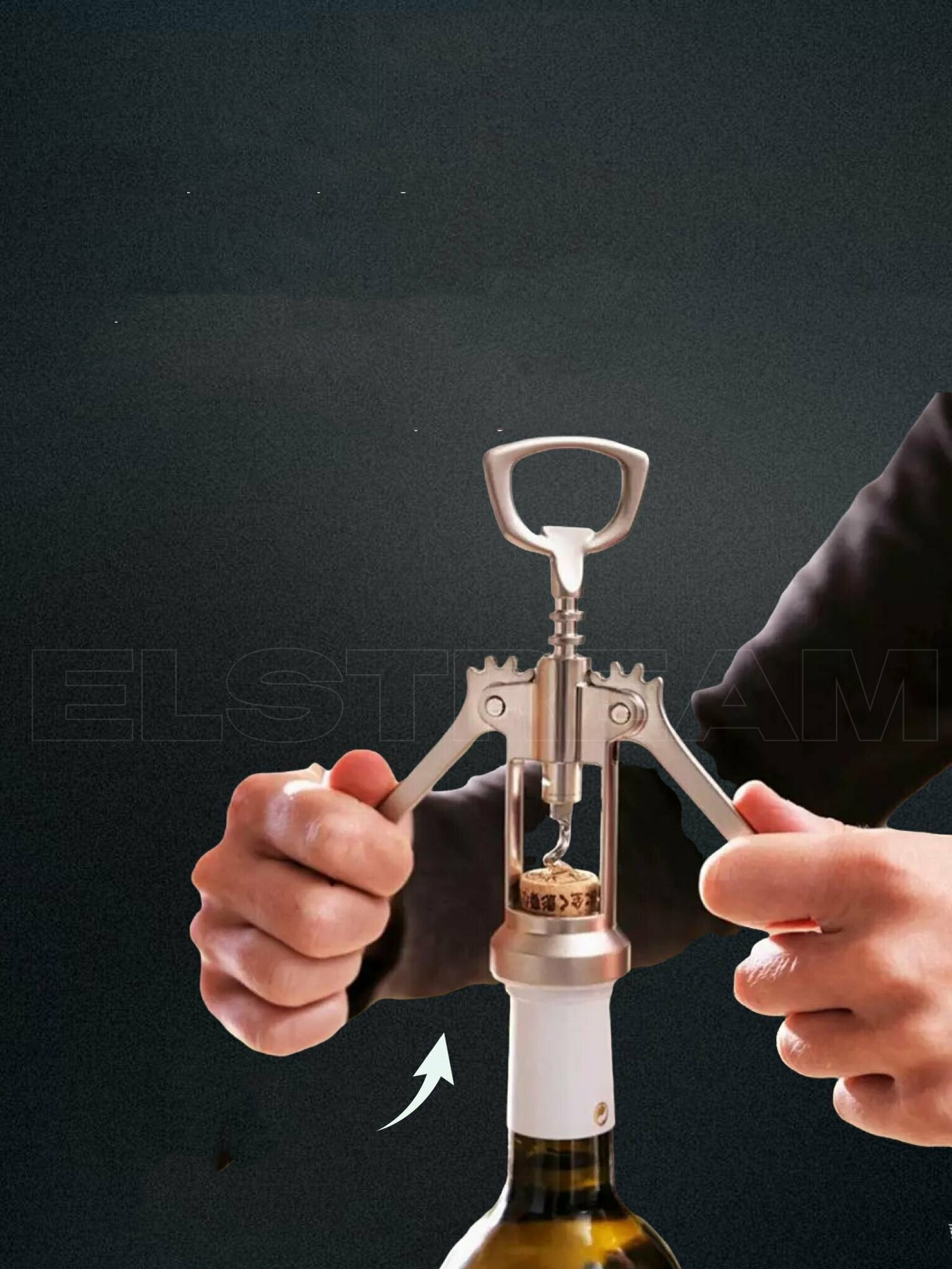 Tirbuşon Basınçlı Pratik Tirbuşon Şarap ve Şişe Açacağı Kolay Kullanım Çelik 721046