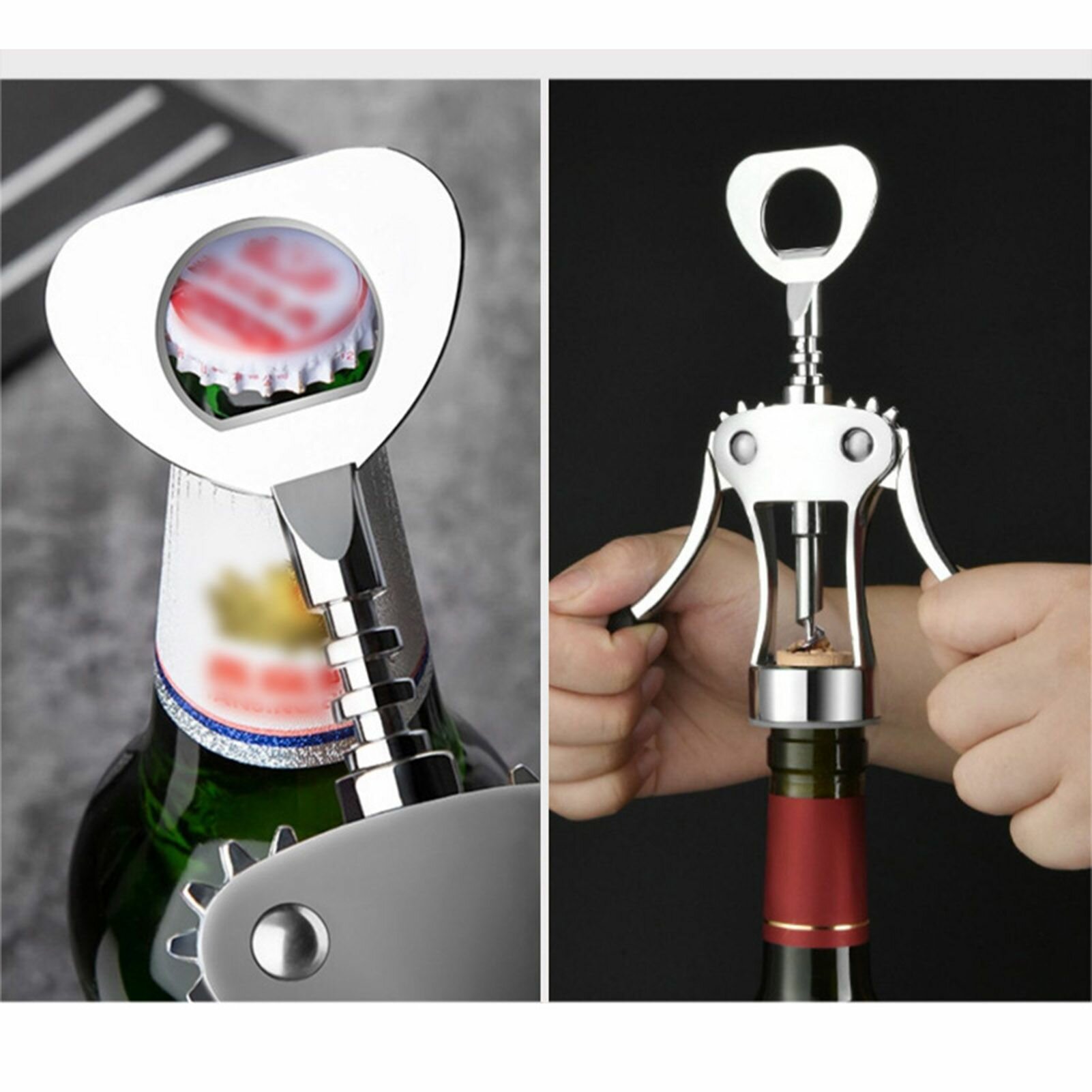 Tirbuşon Basınçlı Pratik Tirbuşon Şarap ve Şişe Açacağı Kolay Kullanım Çelik 721046