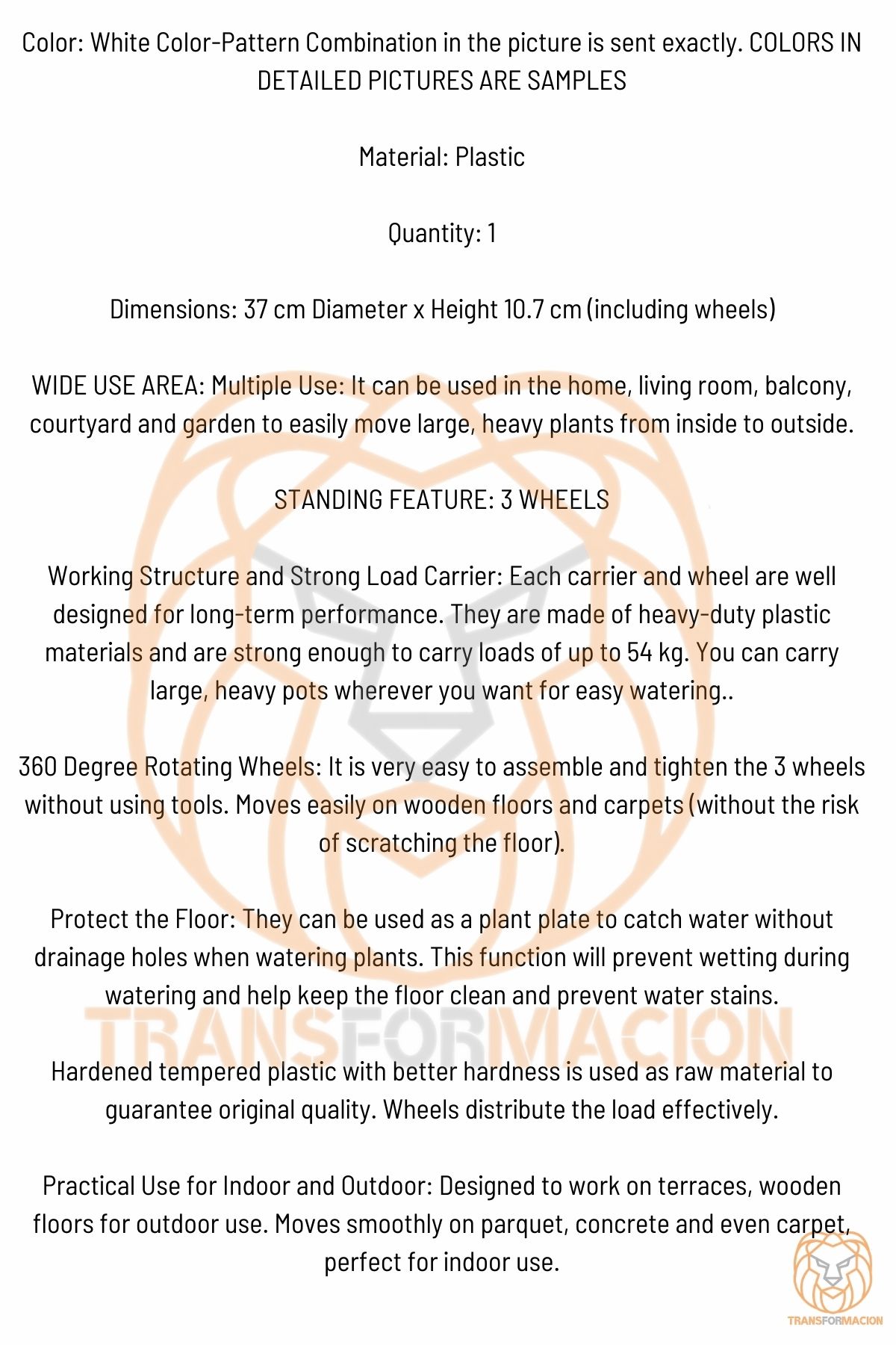 Tekerlekli Saksı Altığı 37 CM BEYAZ 721051