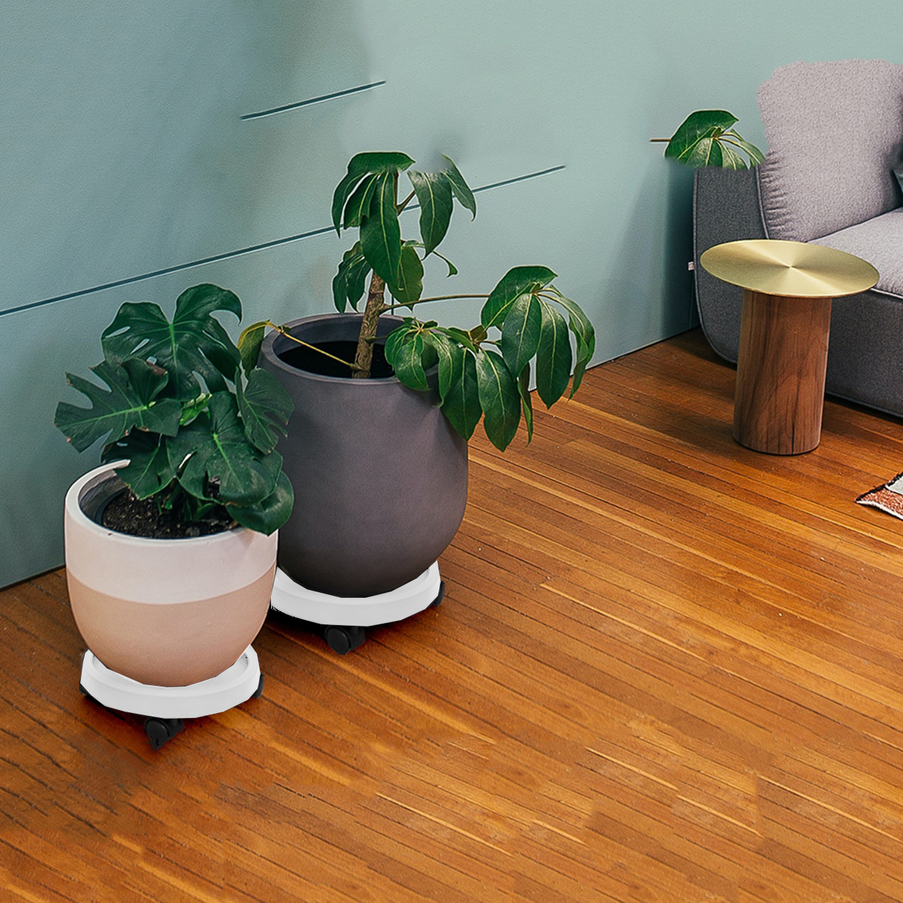 Tekerlekli Saksı Altığı 4 ADET 37 CM BEYAZ 721054