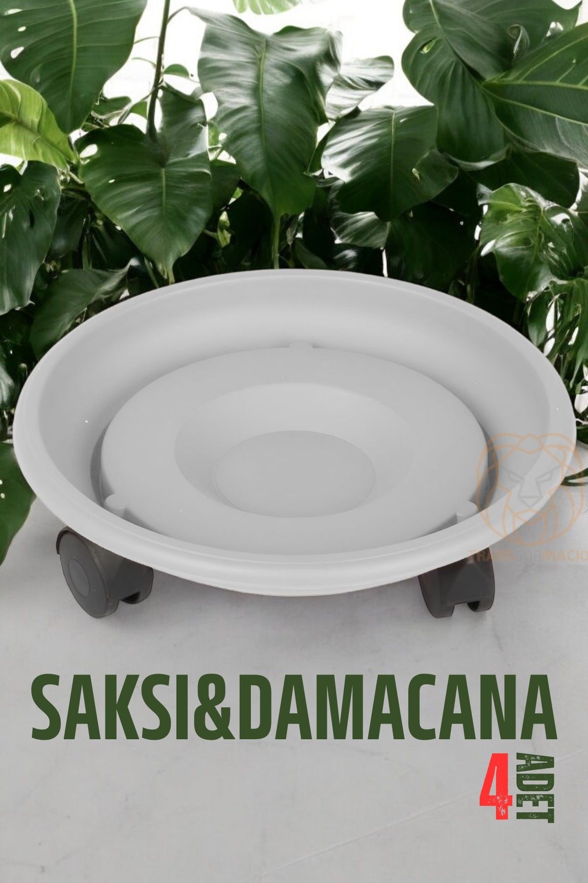 Tekerlekli Saksı Altığı 4 ADET 37 CM BEYAZ 721054