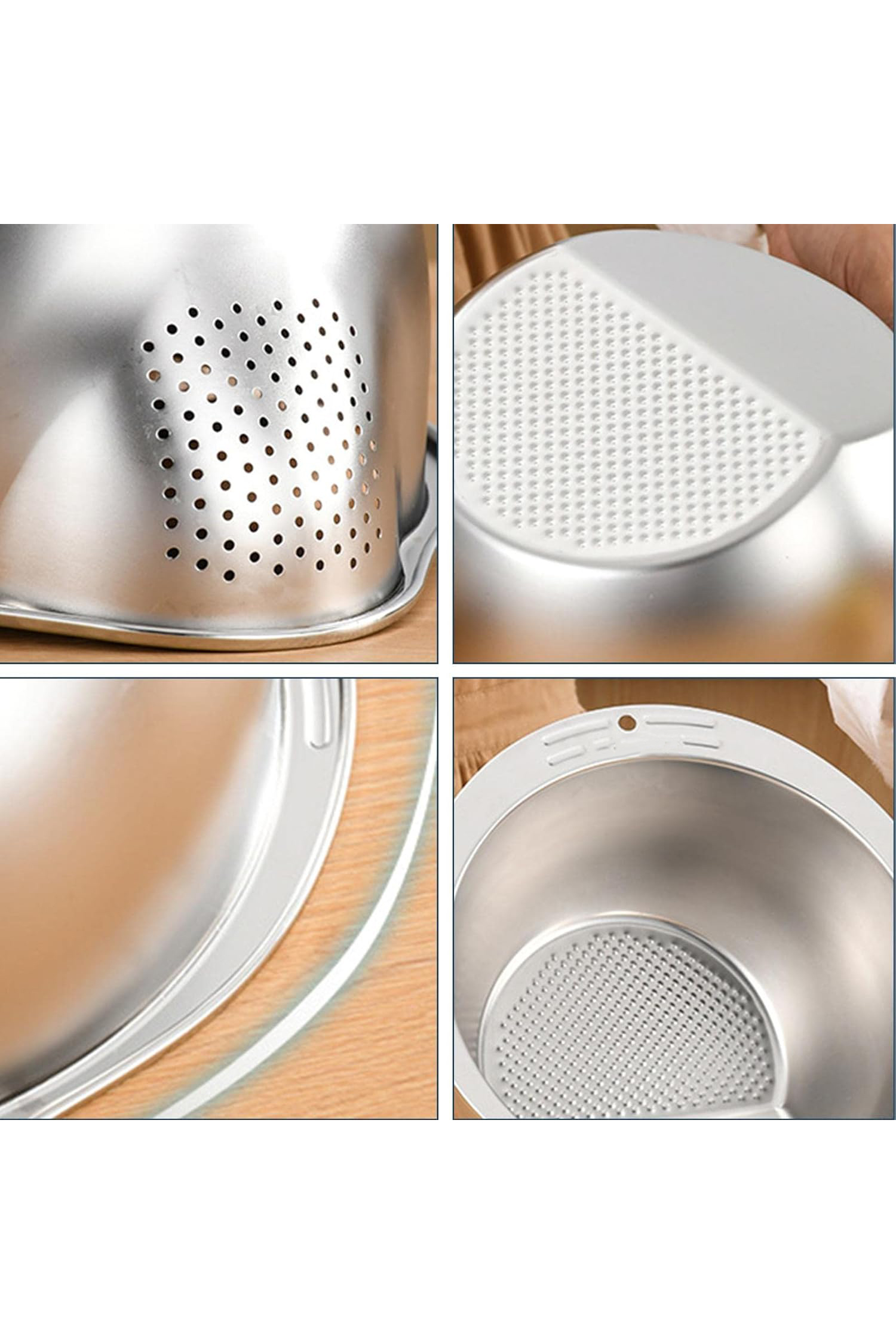 Pirinç Süzgeci Makarna Salata Süzgeci 304 Inox Paslanmaz Çelik  721080