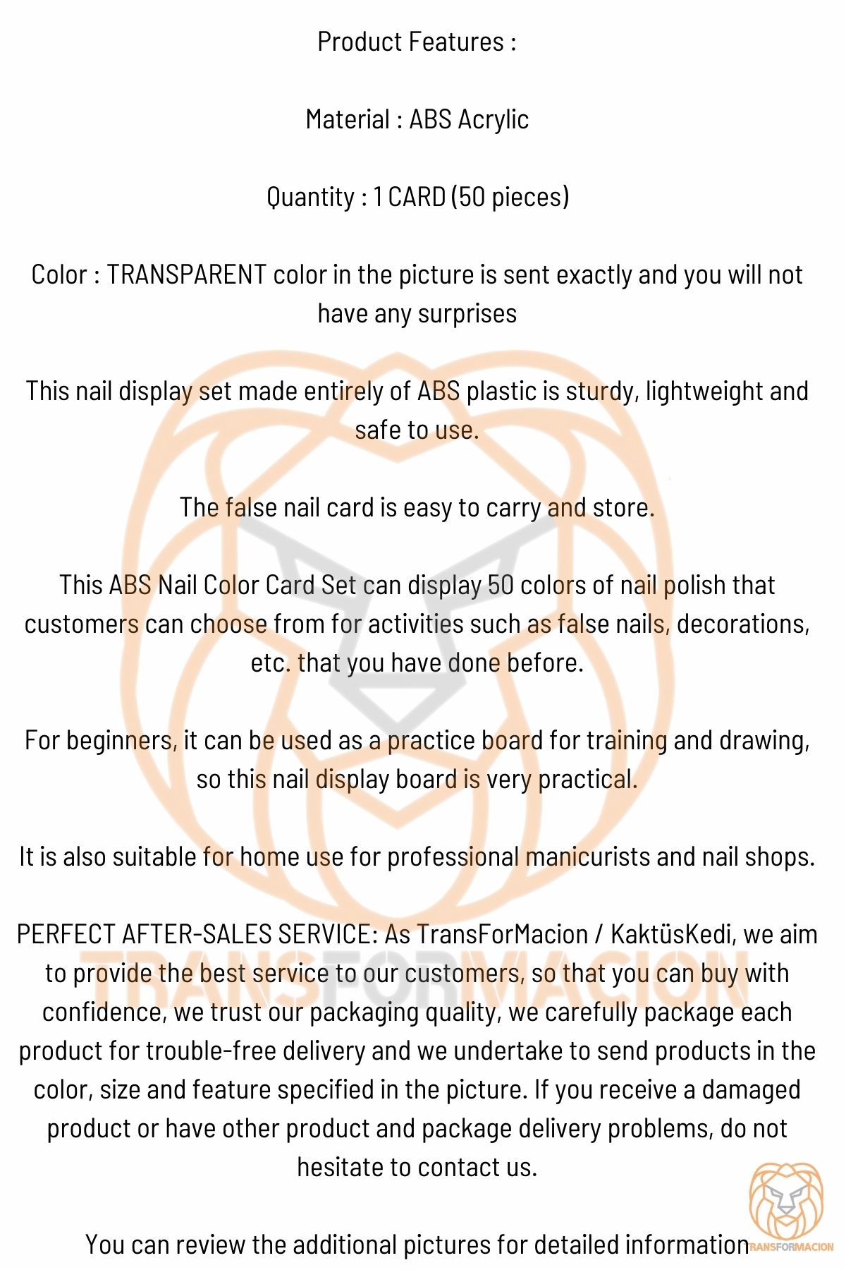 TransForMacion Takma Tırnak Sunum Kartelası ŞEFFAF 718553