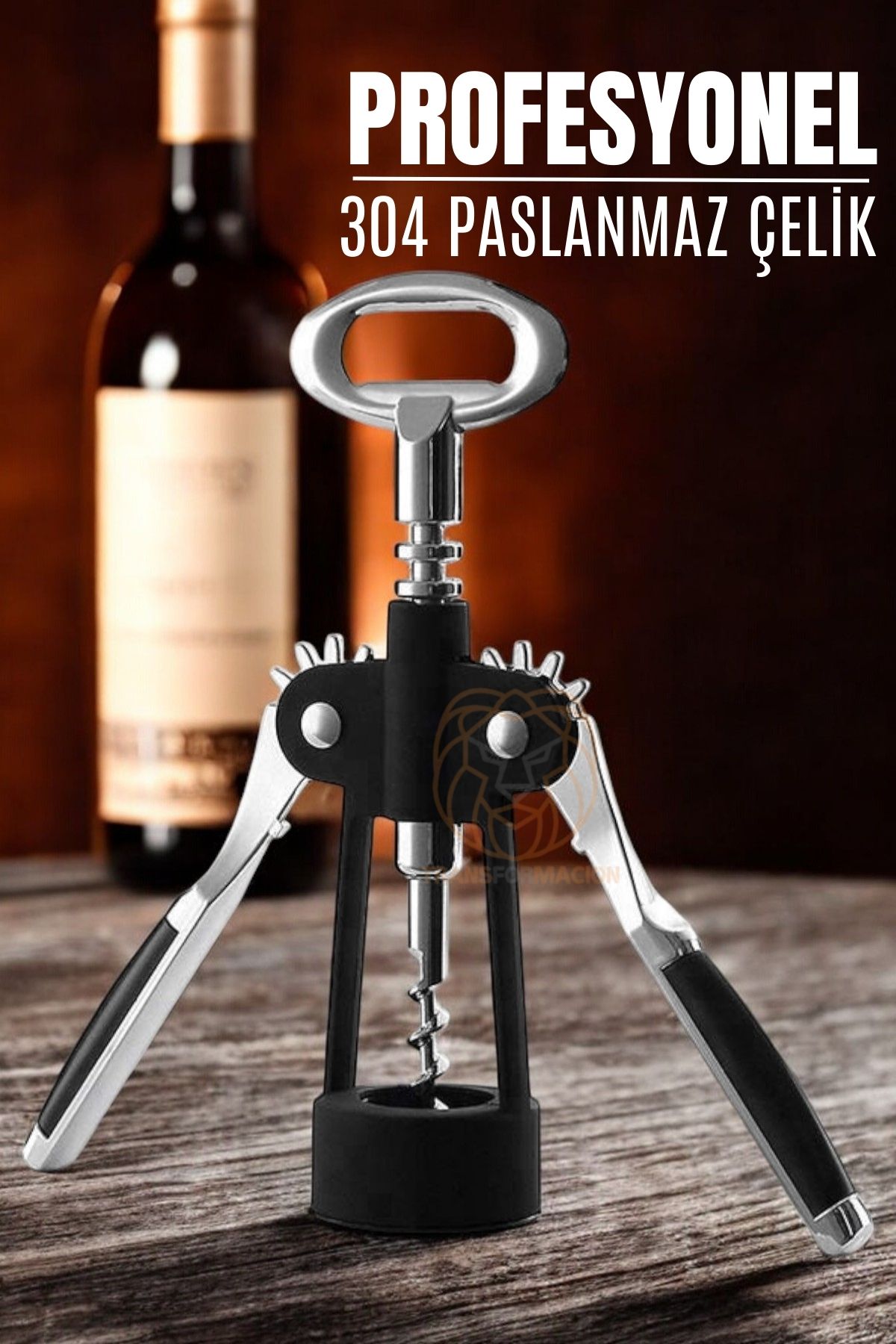 Tirbuşon Şarap Açacağı ve Şişe Açacağı 304 Paslanmaz Çelik 721085