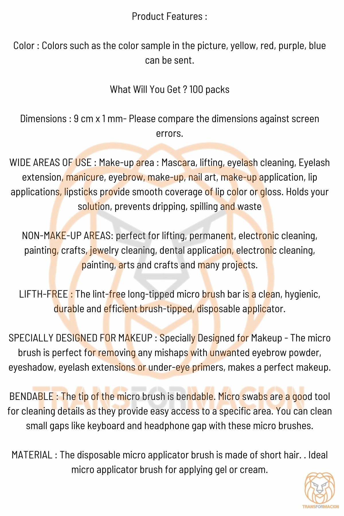 İpek Kirpik Fırçası Blading Lifting Fırçası 100 Adet 717009