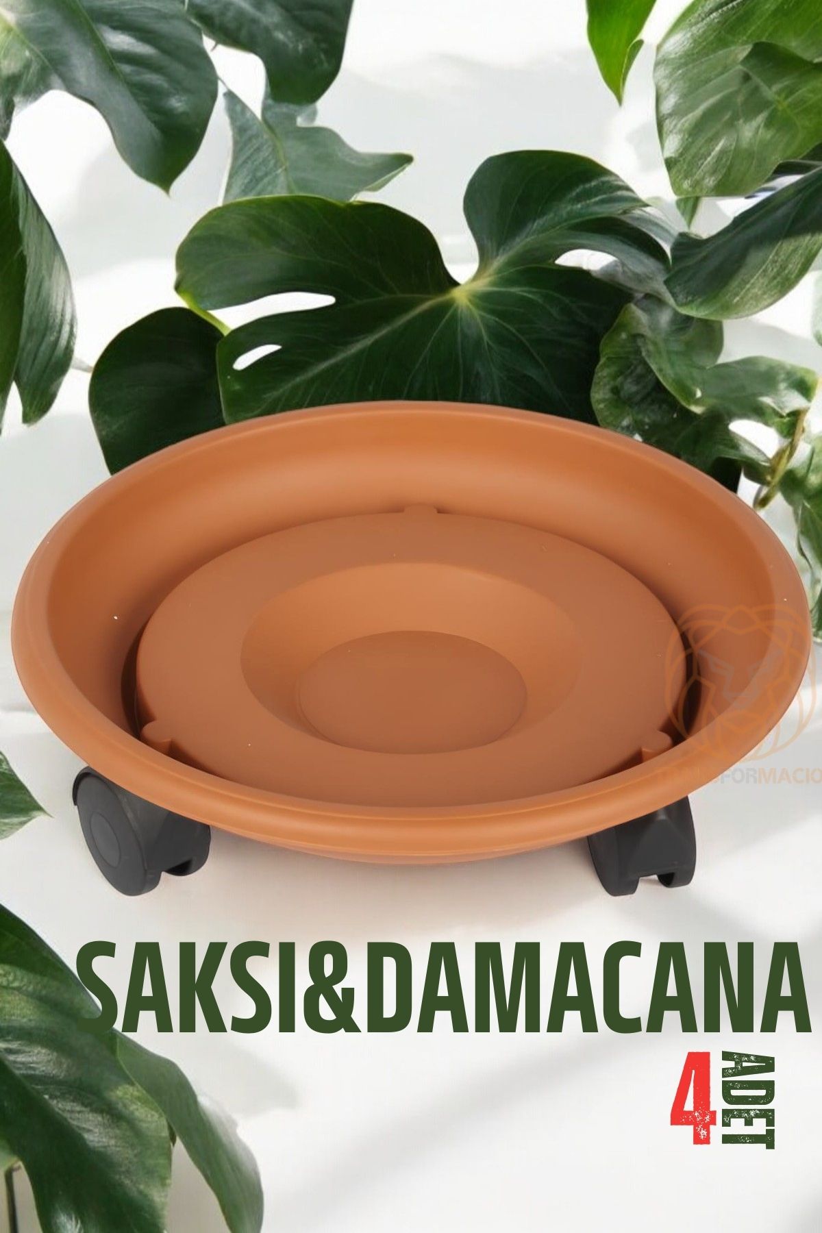 Tekerlekli Saksı Altığı 4 ADET 37 CM KAHVE 