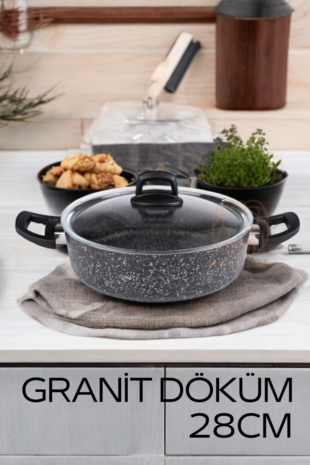 Modacar Eco Granit Döküm Basık Tencere 28 cm Dies Design 