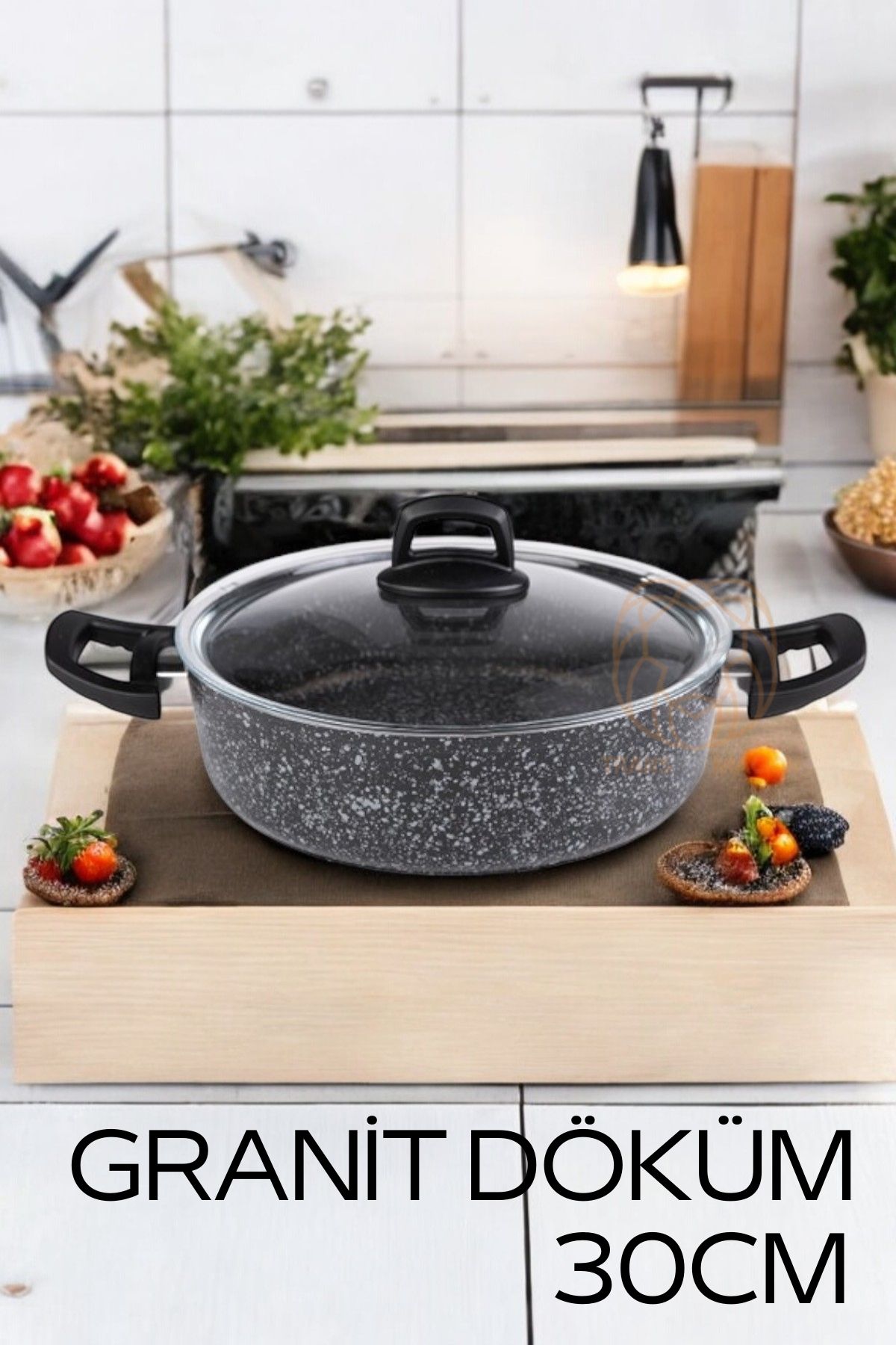 ModaCar Eco Granit Döküm Basık Tencere 30 cm Dies Design 