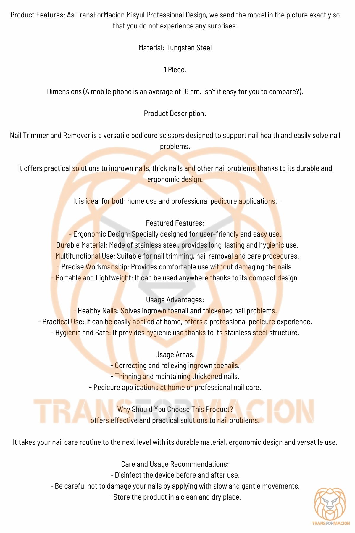 TransForMacion Pedikür Makası Tırnak Batık Makası Tungsten Çelik Profesyonel 721101