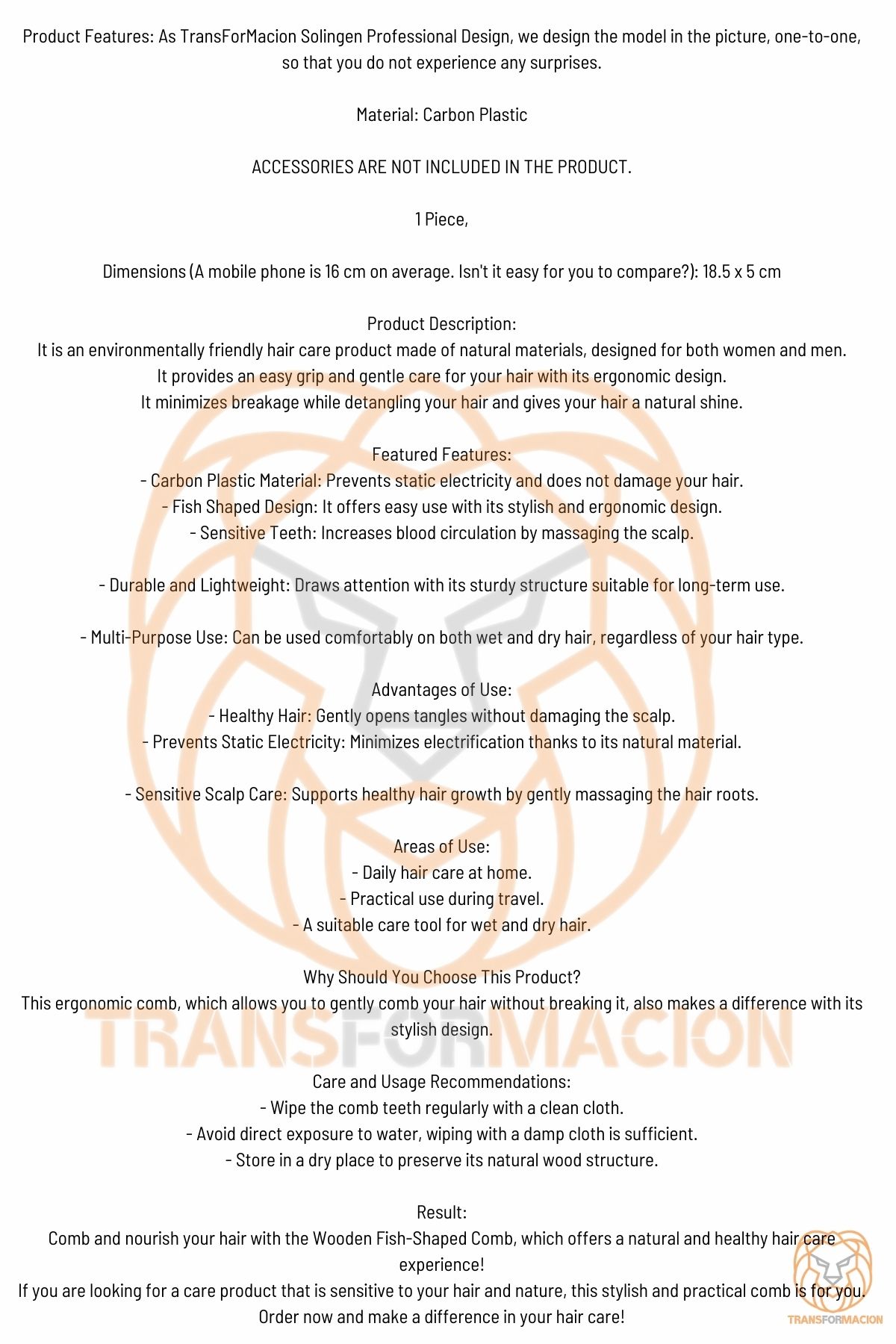 Geniş Dişli Stil Tarağı Karbon Solingen Professional 721103