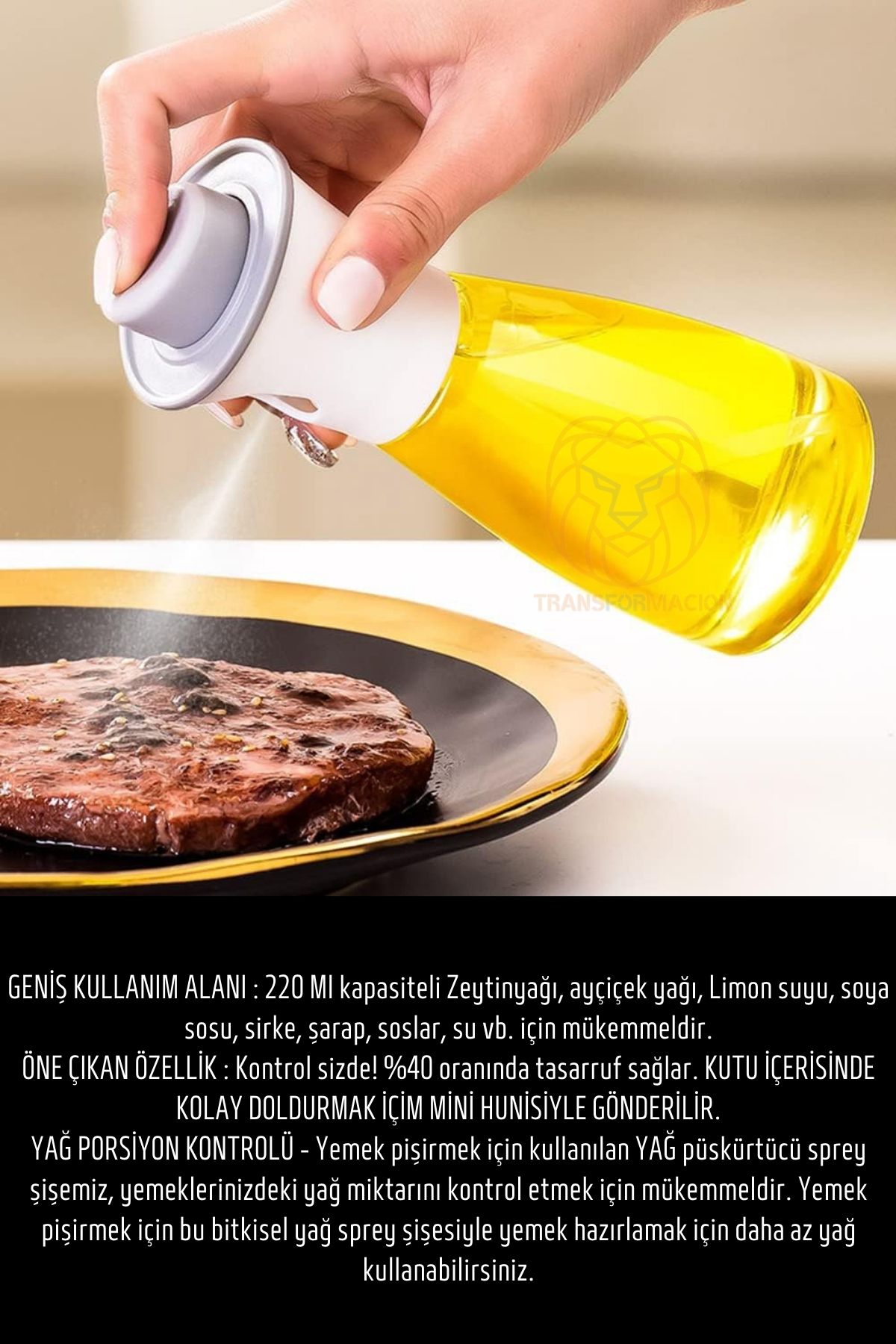 TransForMacion Yağ Püskürtücü Sprey Mini Hunili 220 ML Cam 721107