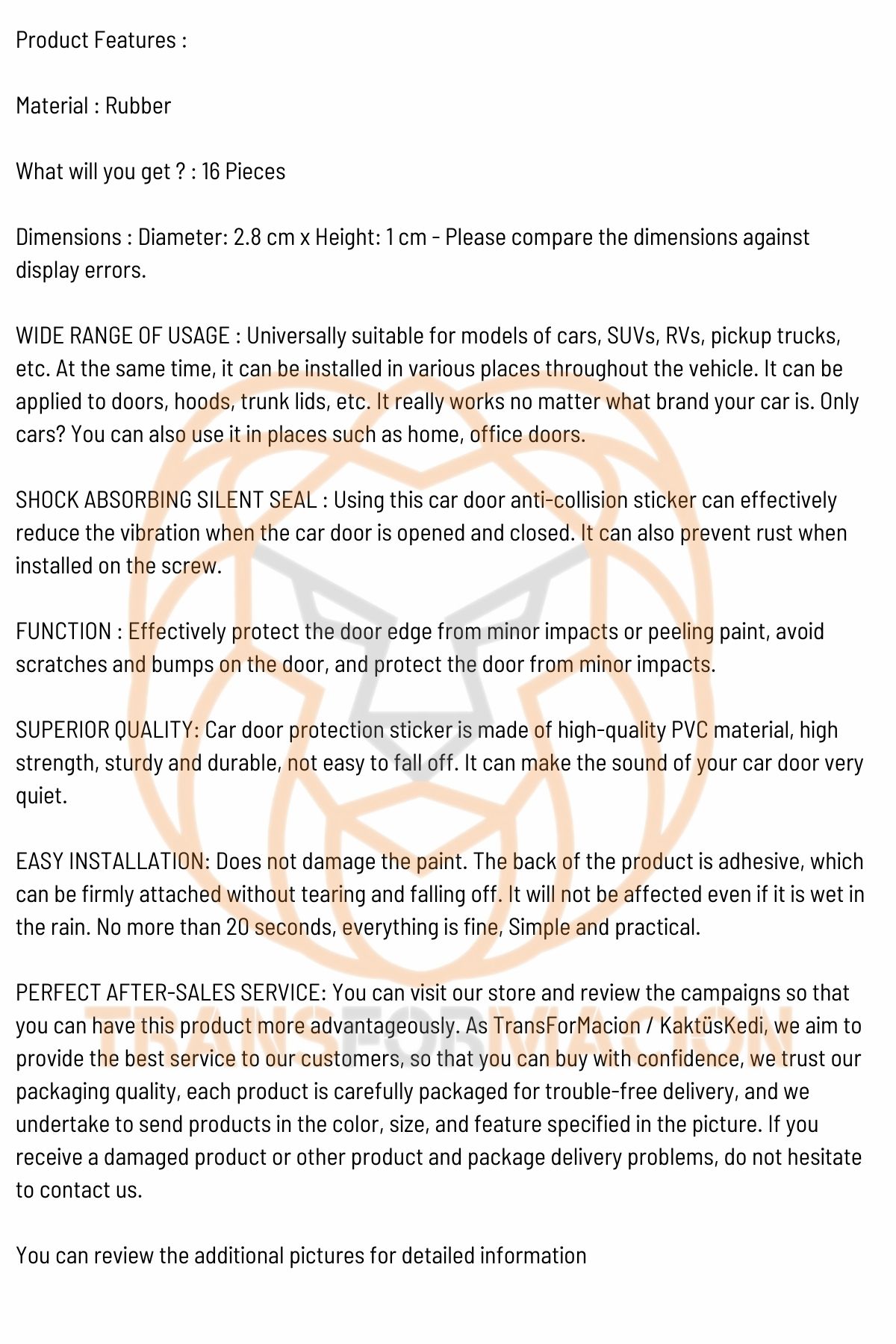Kapı Bagaj Kaput Ses Darbe Emici Kauçuk Conta 16 ADET 429048