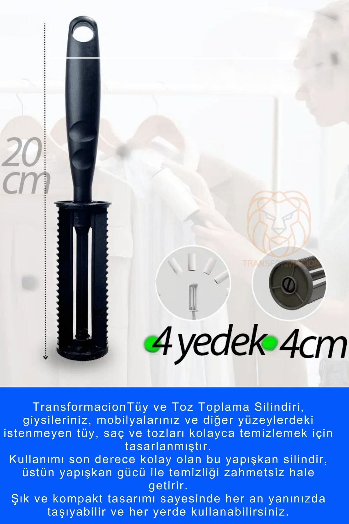 Tüy Alıcı Rulo Tüy Toplayıcı 240 Yaprak 4 Top 721108