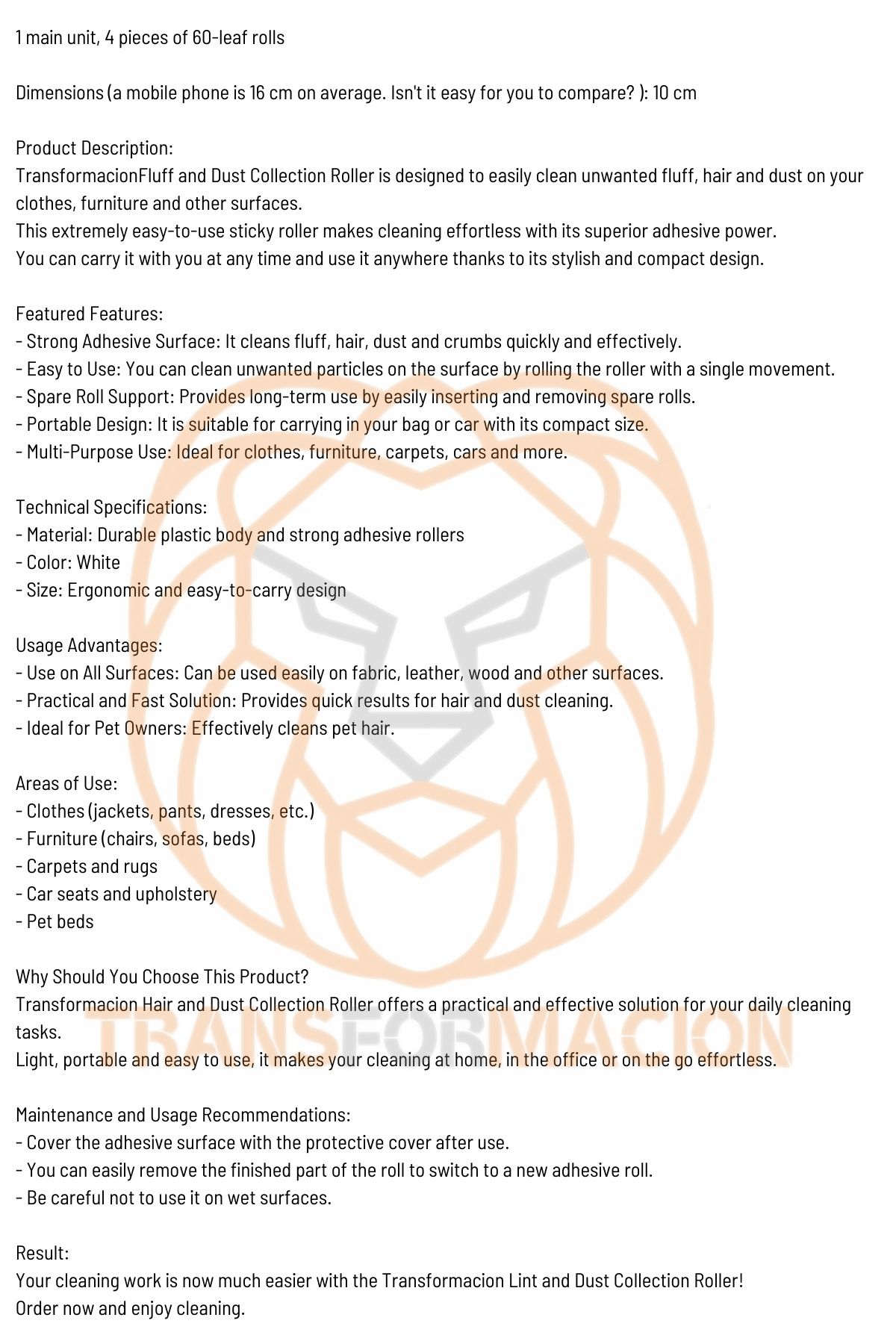 Tüy Alıcı Rulo Tüy Toplayıcı 240 Yaprak 4 Top 721108