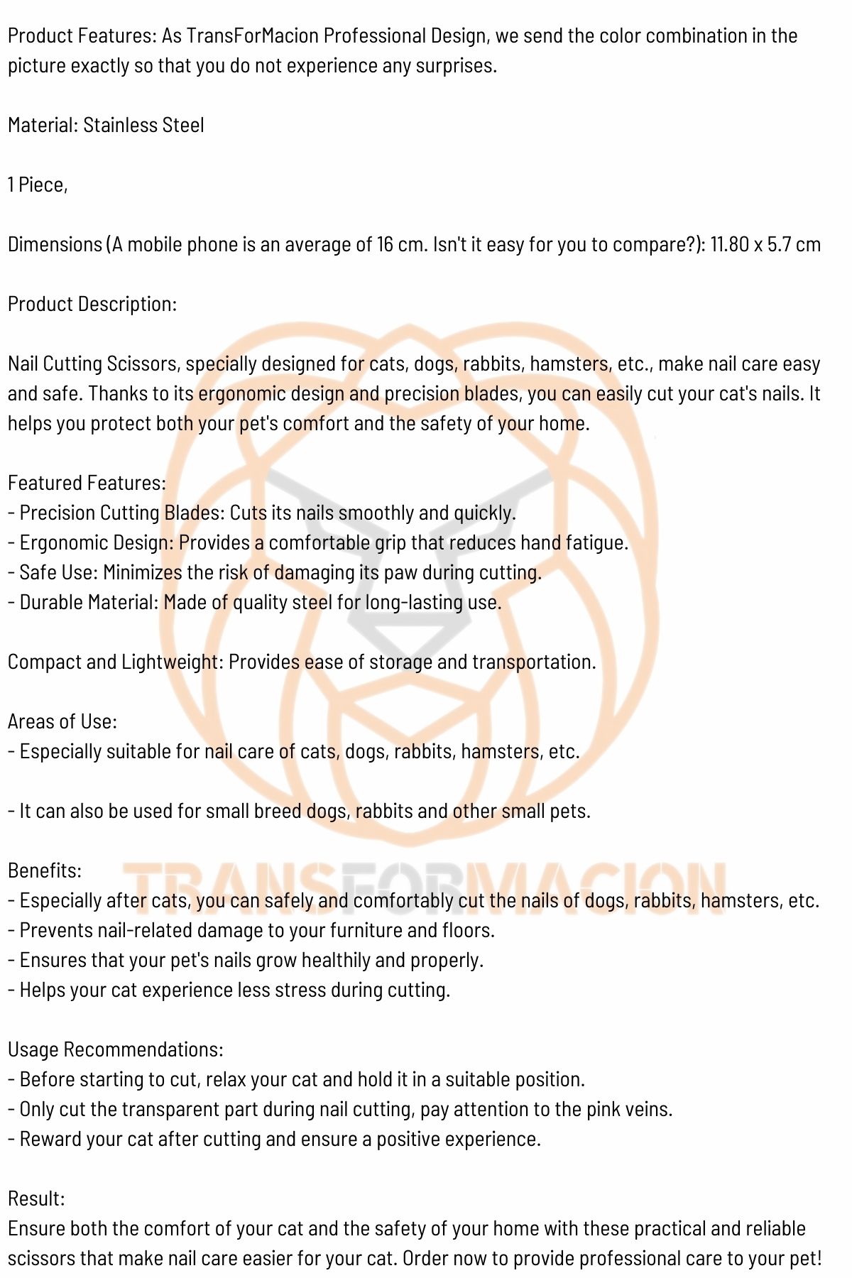 Transformacion Kedi Tırnak Makası Evcil Hayvan Köpek Tavşan Tırnak Makası 721112