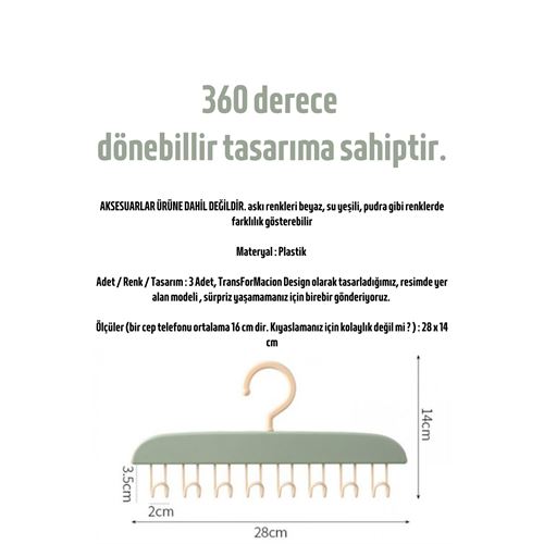 TransForMacion 3 LÜ Sütyen Askısı Dolap İçi Şal Kravat Kemer Çanta Askısı 721120