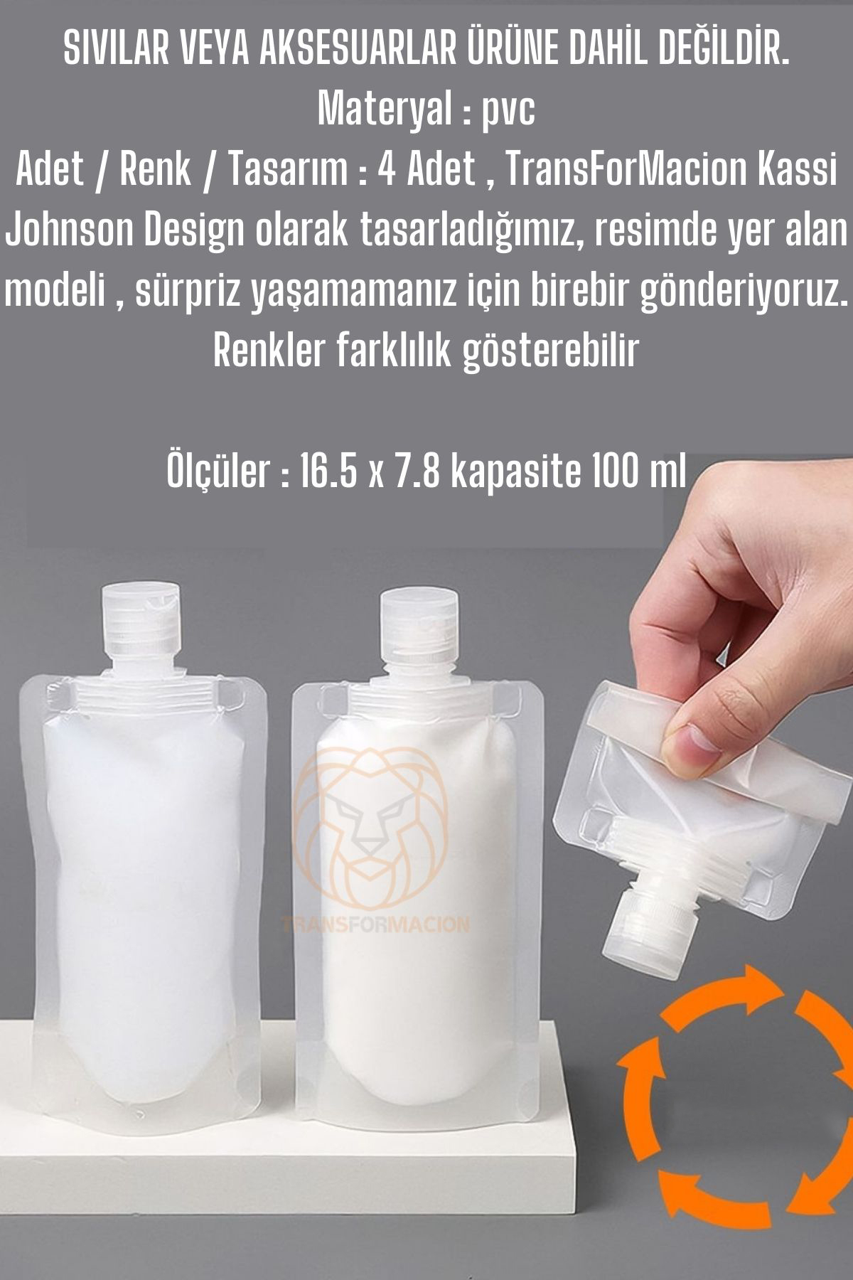 TransForMacion Doldurulabilir Krem Şampuan Kabı Tekrar Kullanılabilir Set 4 ADET 721129