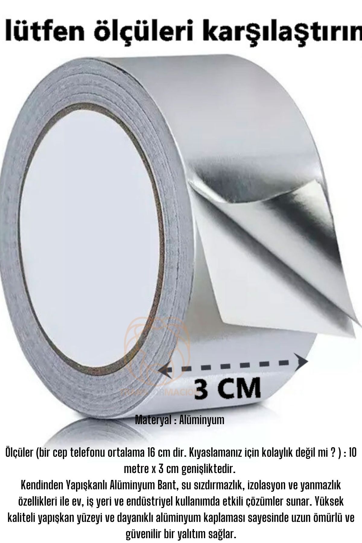 Transformacion Kendinden Yapışkanlı Alüminyum Su Sızdırmaz Yanmaz Bant 10 Metre 721134