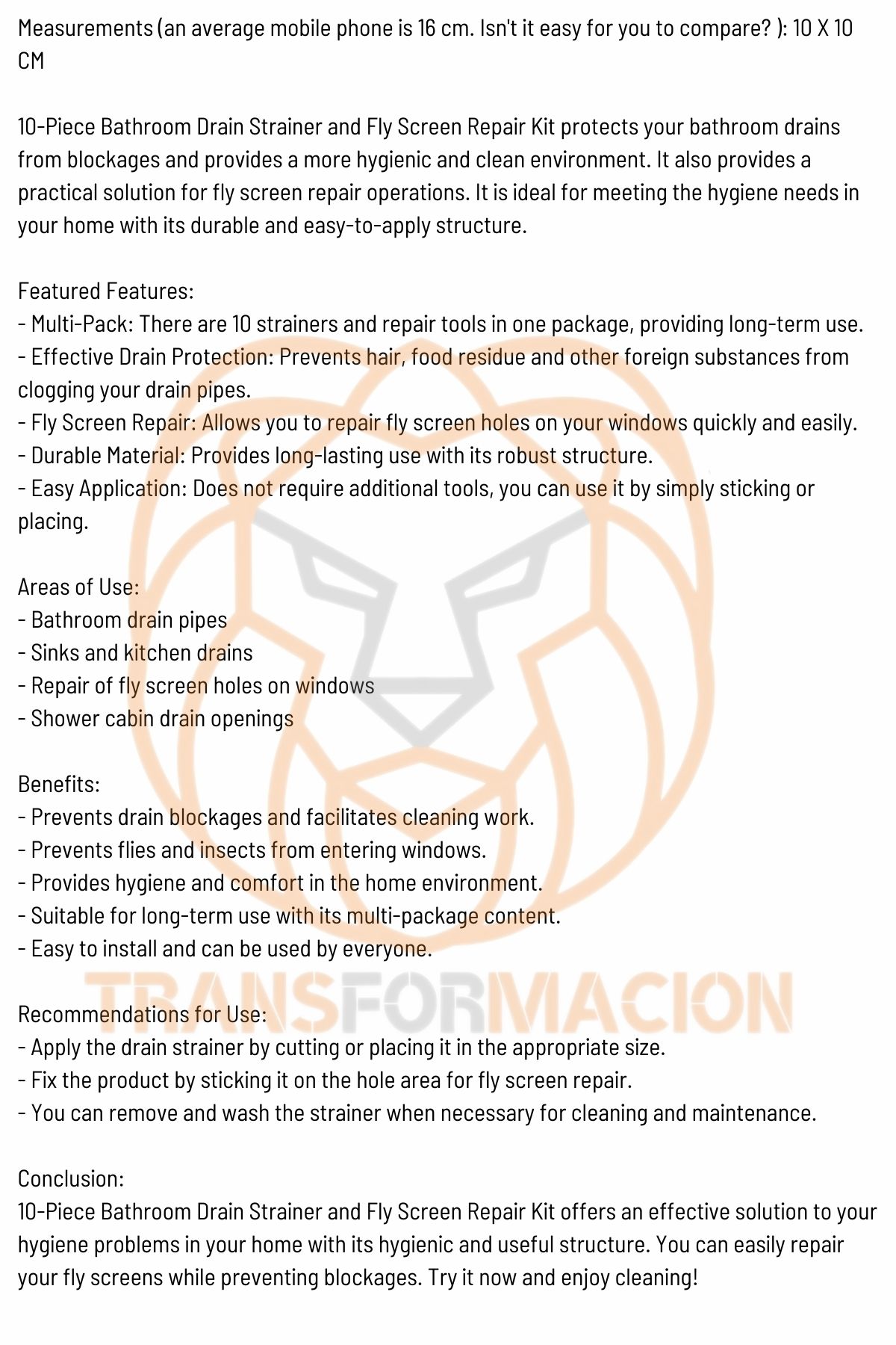 Banyo Gider Süzgeci 10 ADET 721135