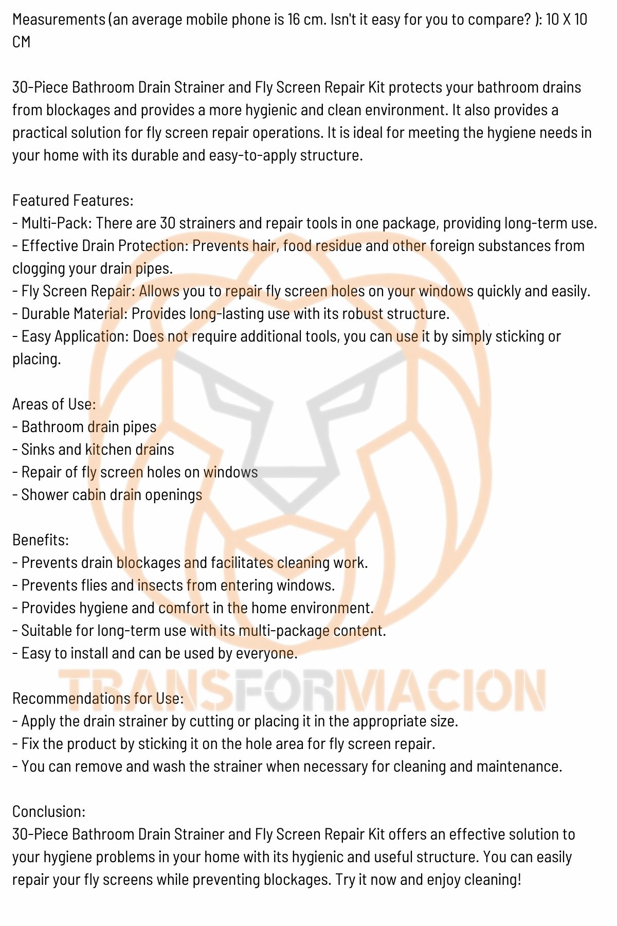 Banyo Gider Süzgeci 30 ADET 721136