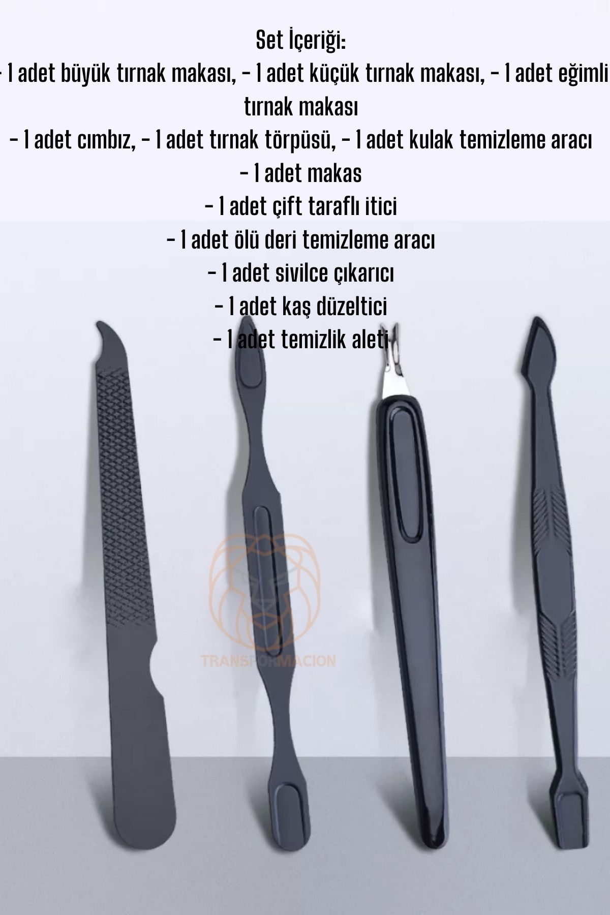 Manikür Seti Pedikür Kulak Yüz Bakım Kiti Profesyonel 304 Çelik Siyah 721154