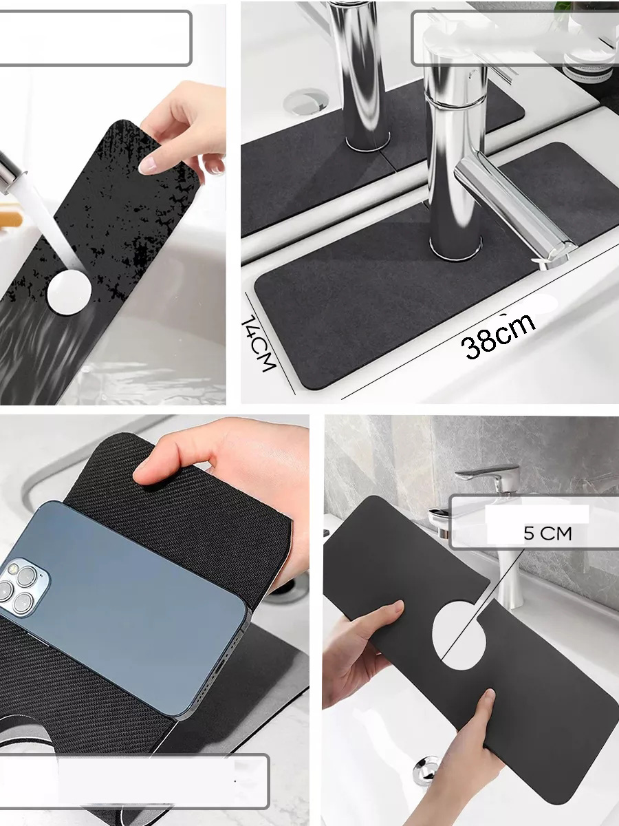 Su Emici Lavabo Matı Hızlı Emen Musluk Matı 721156