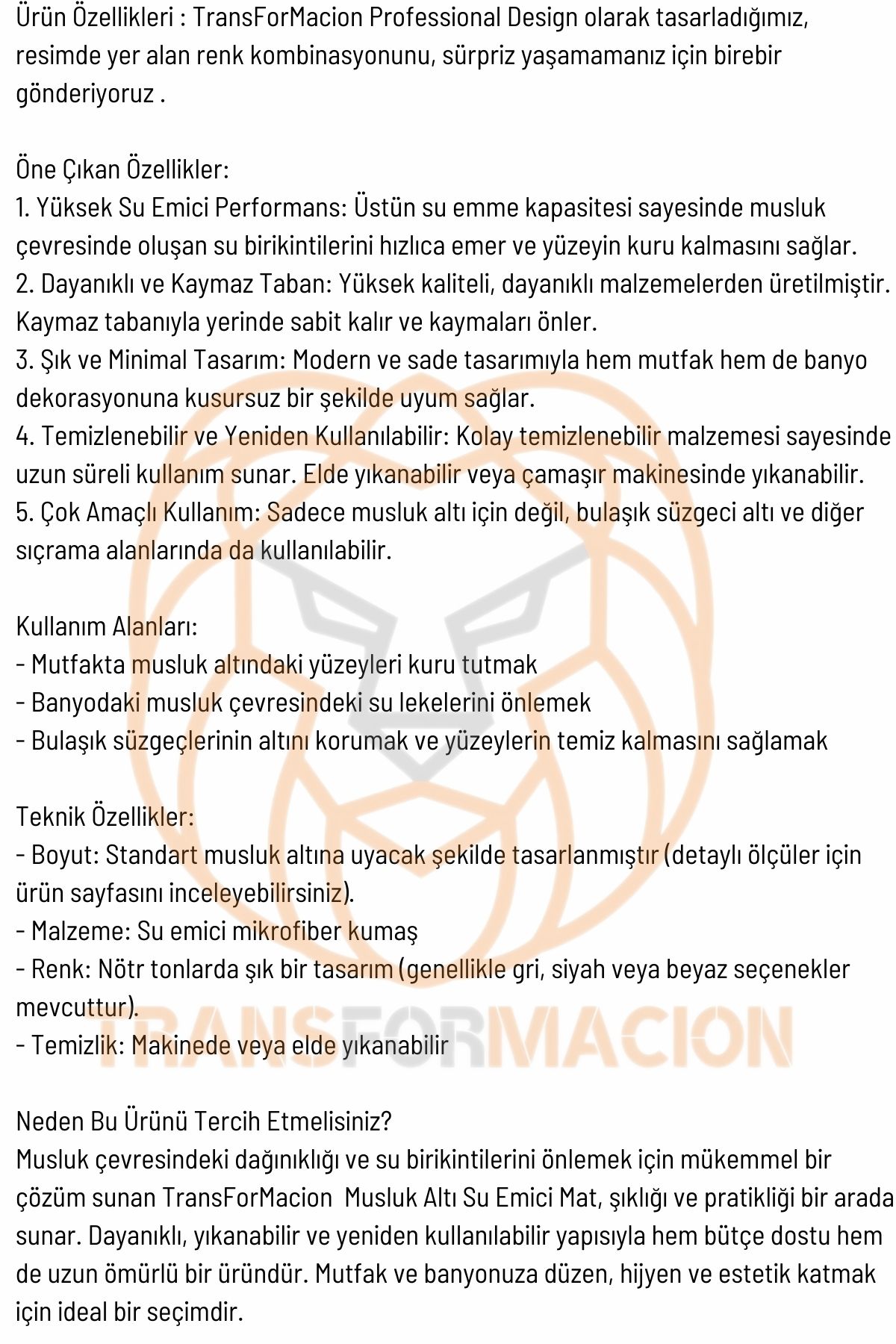 Su Emici Lavabo Matı Hızlı Emen Musluk Matı 721156