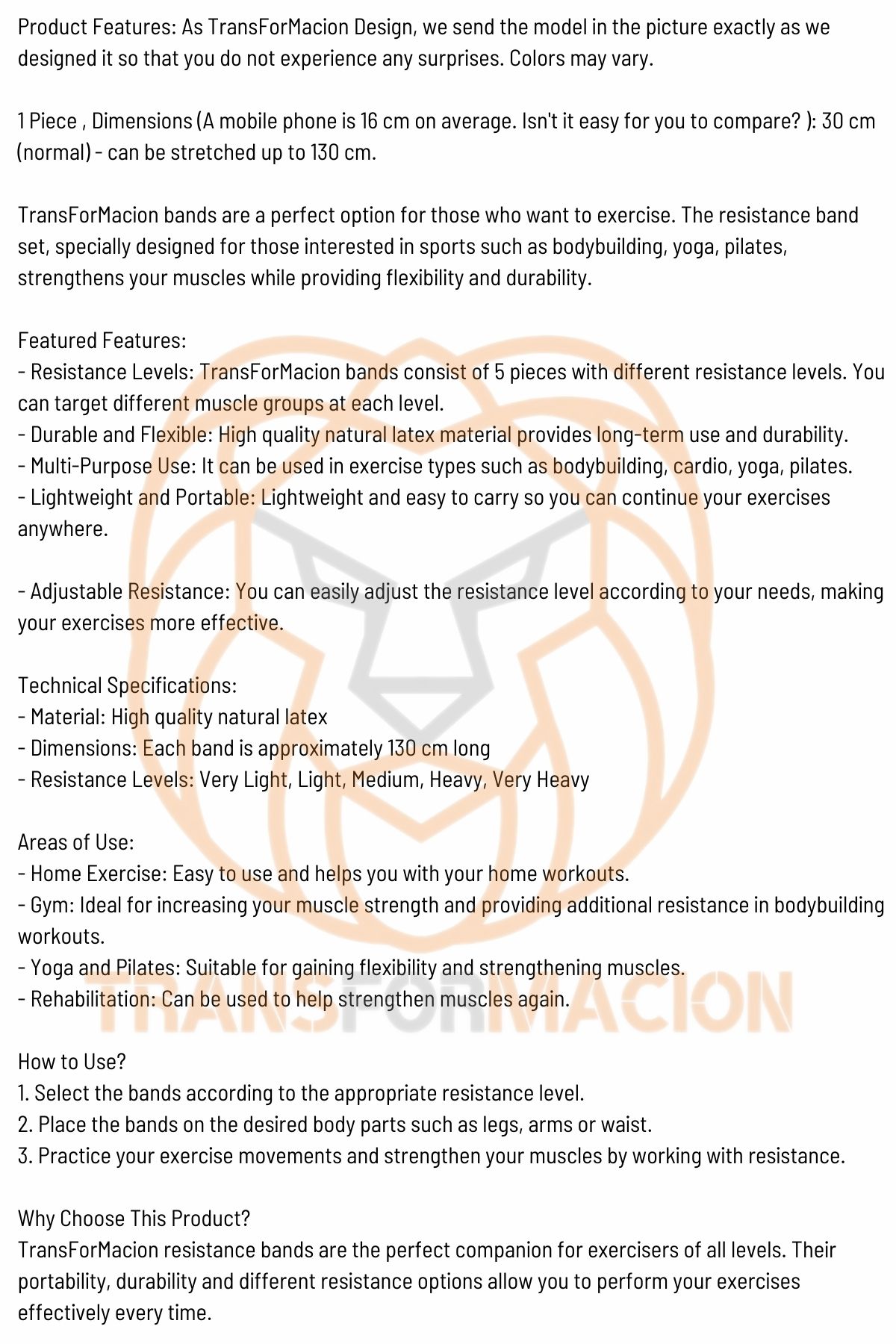 Transformacion Pilates Egzersiz Direnç Lastiği 36-130 cm 721158