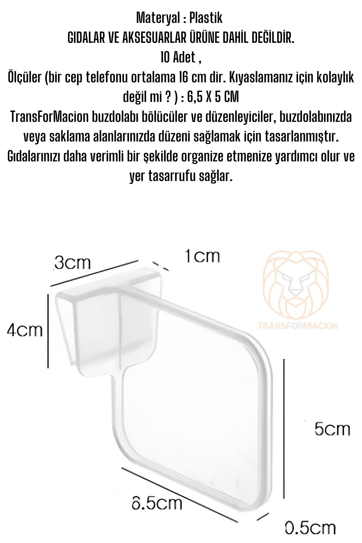 Transformacion Buzdolabı Raf Ayırıcı Organizer Dönüştürücü 10 Adet   721159